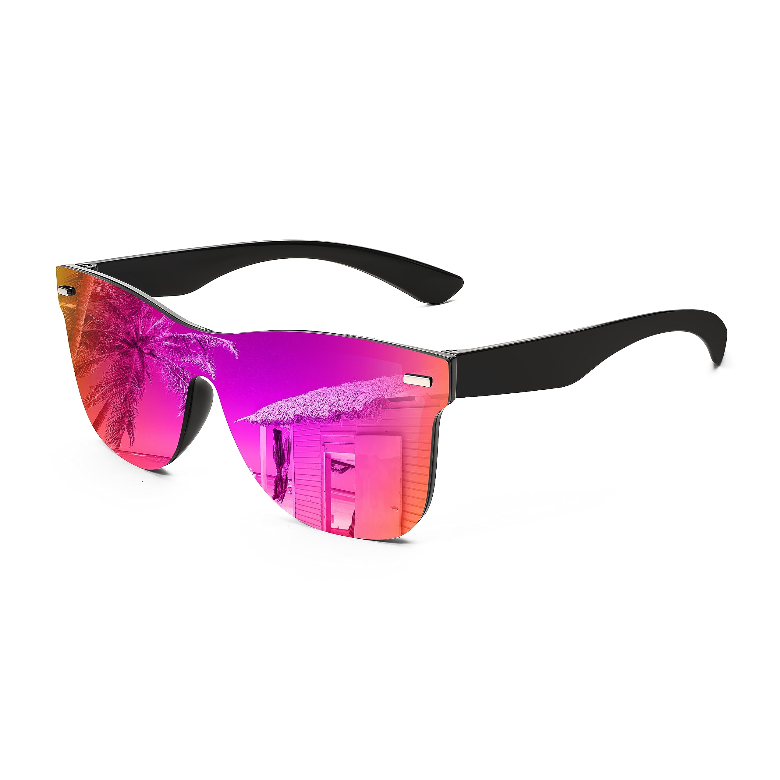 Gafas De Sol Feisedy Con Lente Espejada Sin Montura B4114, Color Morado, 62 Mm - Venta Internacional.