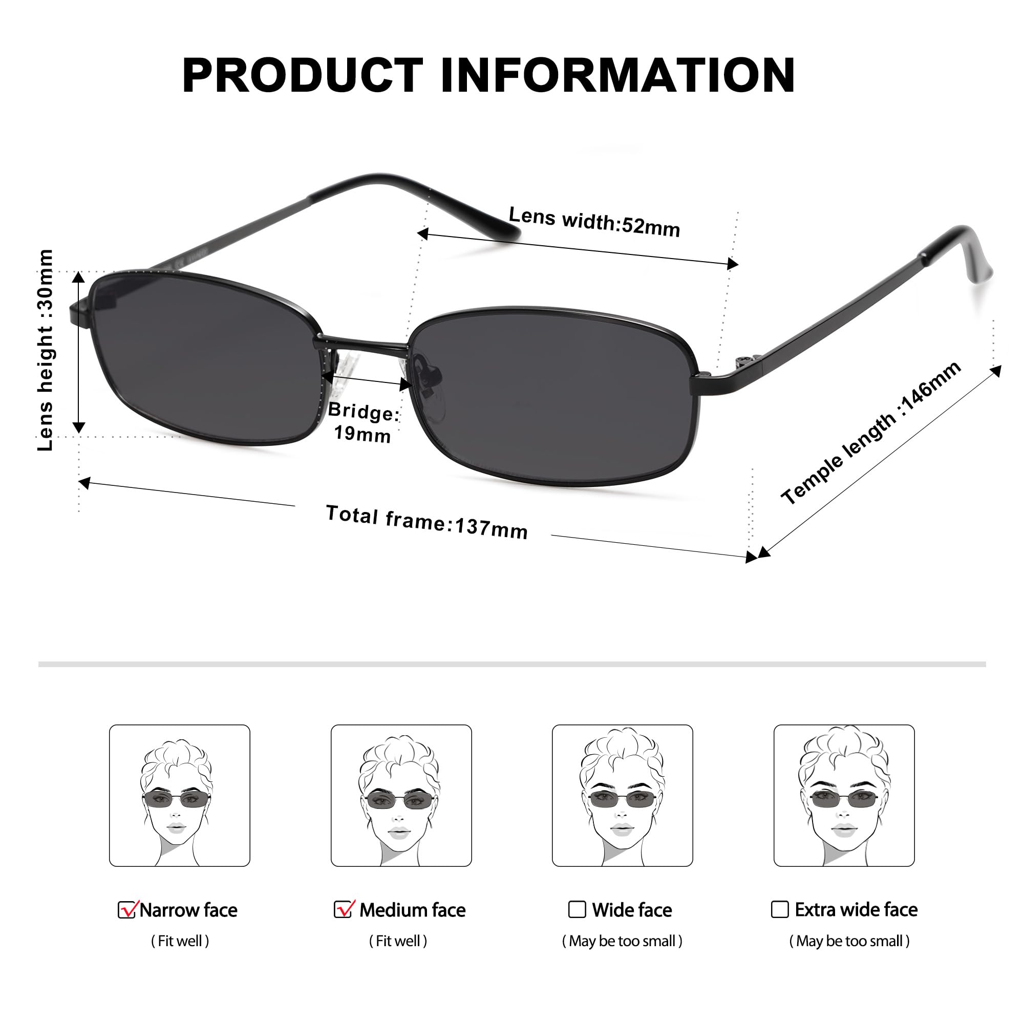 Foto 4 | Gafas De Sol Sojos Y2k Narrow Rectangle Sj1187 Negro/gris - Venta Internacional.