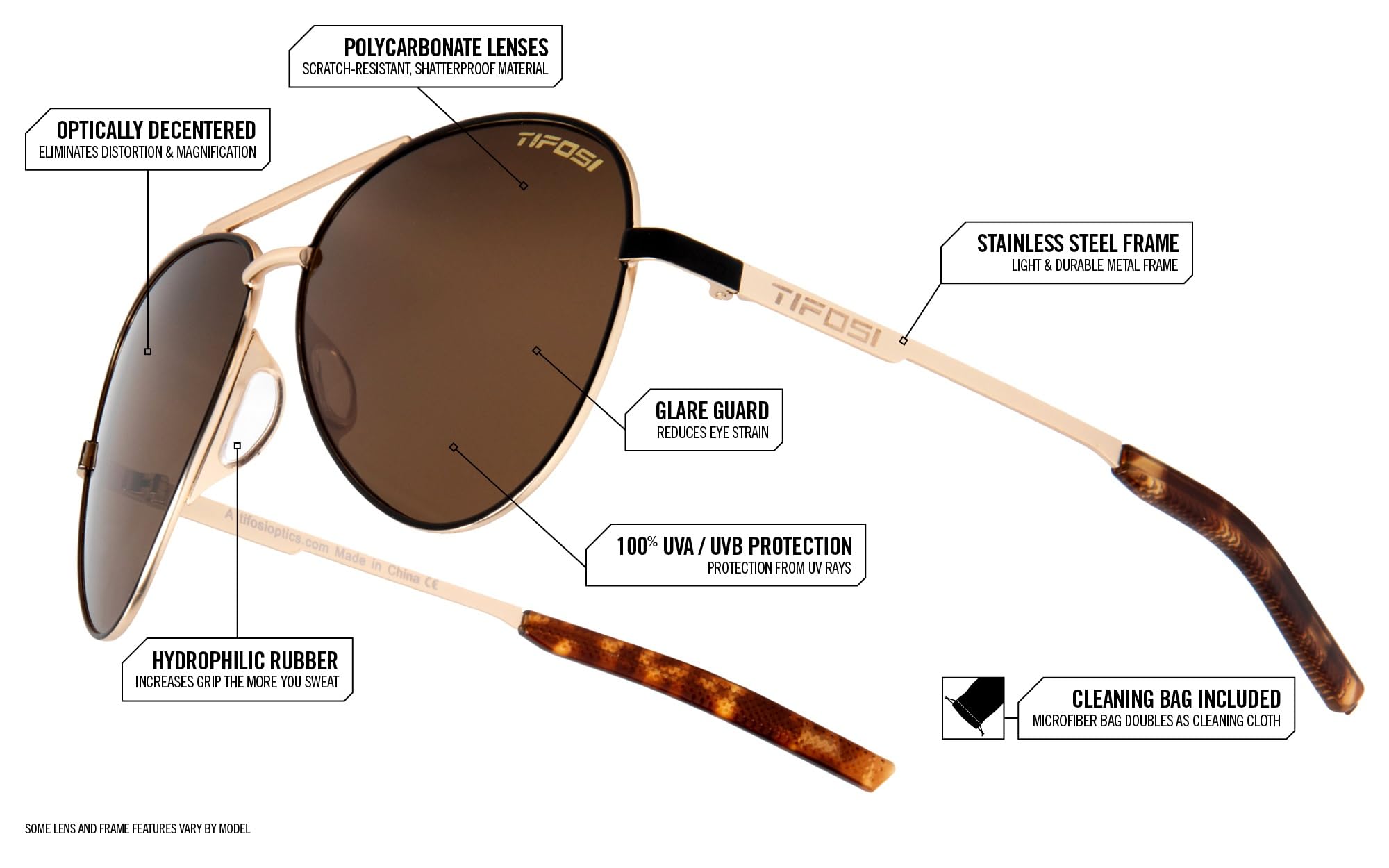 Foto 3 pulgar | Gafas De Sol Tifosi Optics Shwae Aviator Midnight Gold Con Marrón - Venta Internacional.