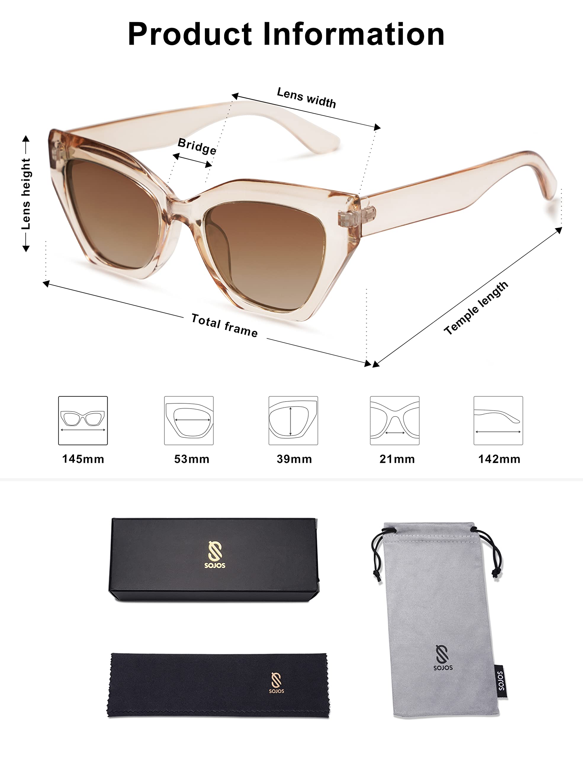 Foto 6 pulgar | Gafas De Sol Sojos Square Cat Eye Polarized Sj2235 Para Mujer - Venta Internacional.