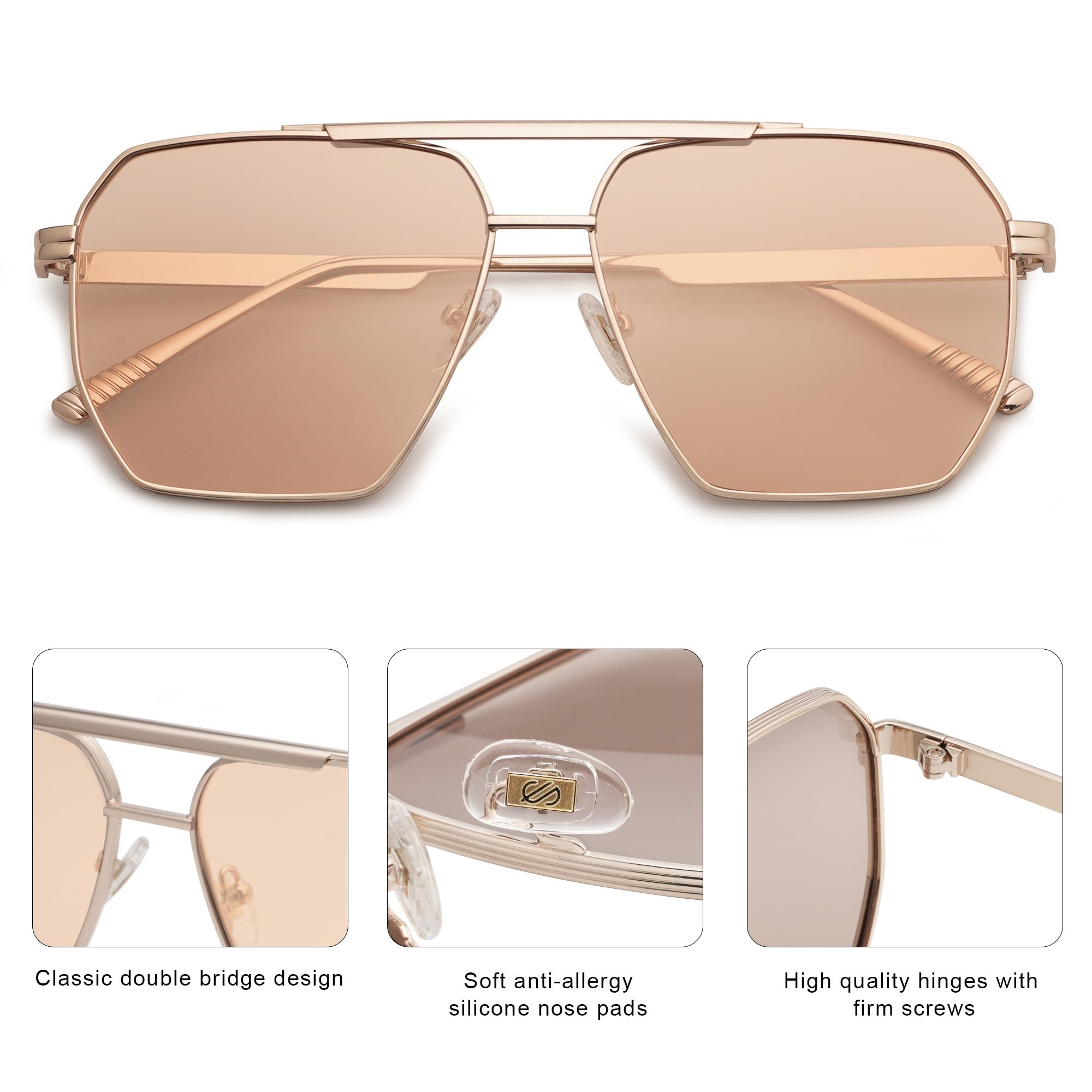 Foto 5 pulgar | Gafas De Sol Sojos Retro Oversized Cuadradas Polarizadas Sj1161 - Venta Internacional.
