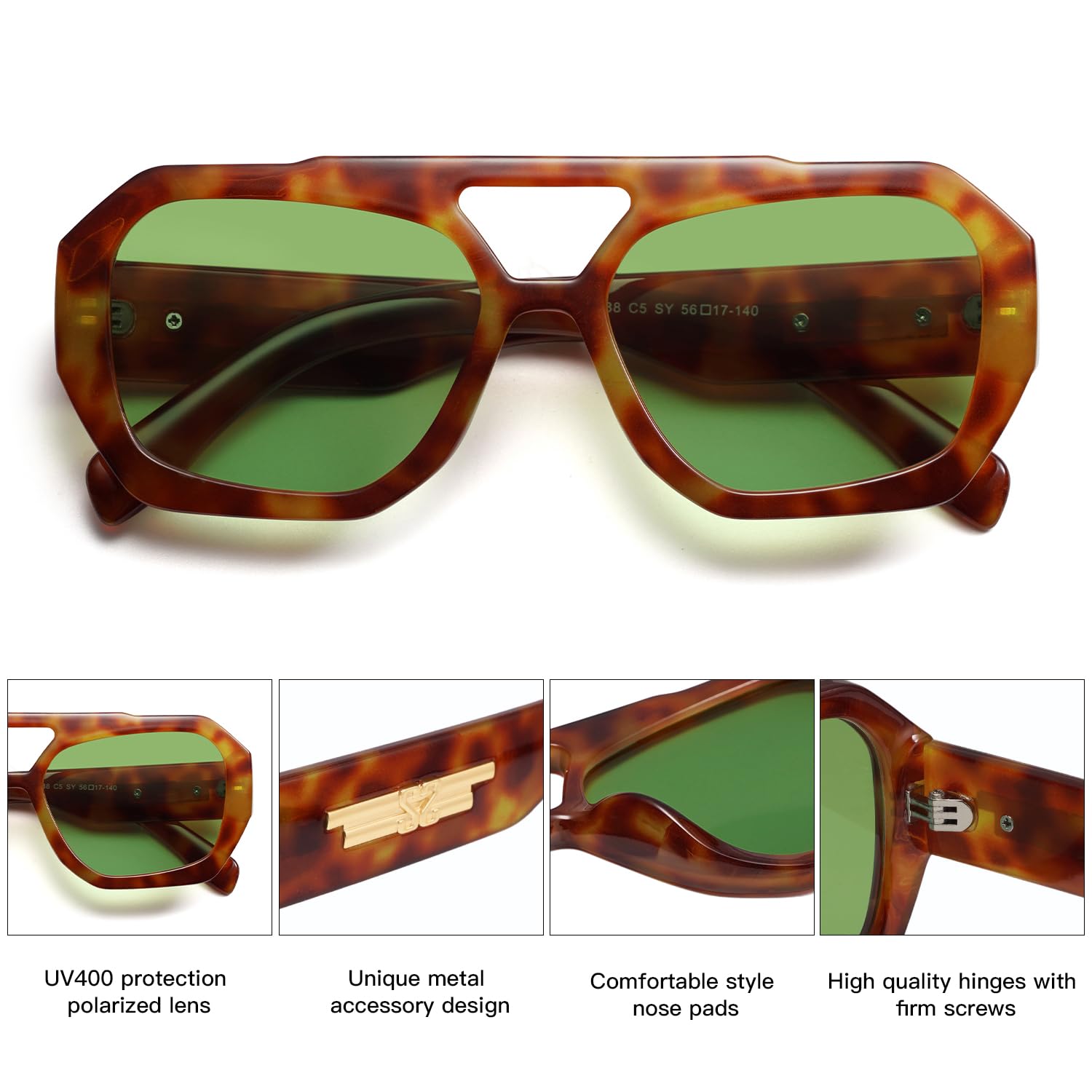 Foto 5 pulgar | Gafas De Sol Sojos Trendy Aviator Hexagonal Square Sj2288 - Venta Internacional.