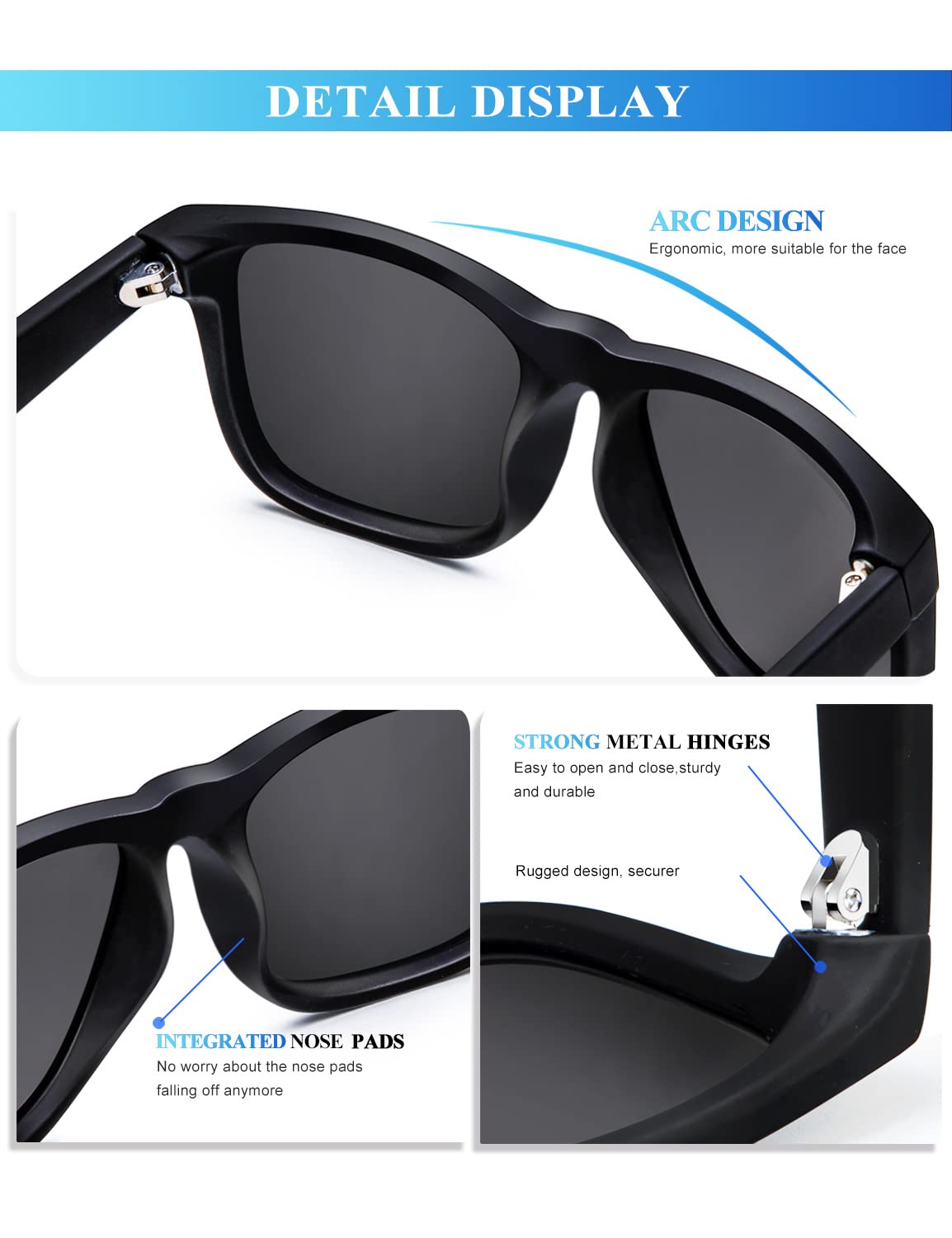 Foto 4 pulgar | Gafas De Sol Kaliyadi Con Protección Uv400 Polarizadas, Paquete De 3, Negras - Venta Internacional.