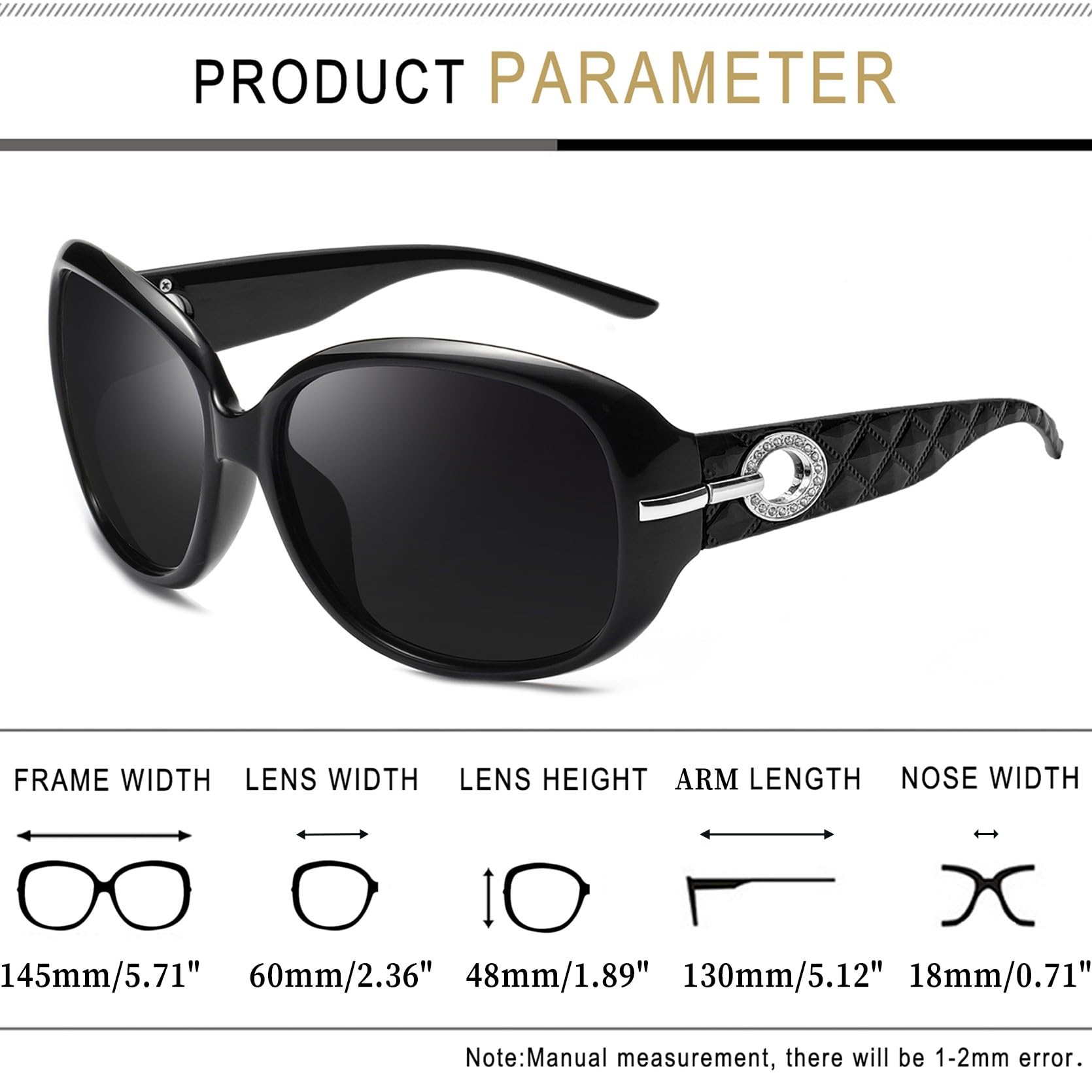 Foto 5 pulgar | Gafas De Sol Joopin Big Butterfly Negras Polarizadas Uv400 Para Mujer - Venta Internacional.