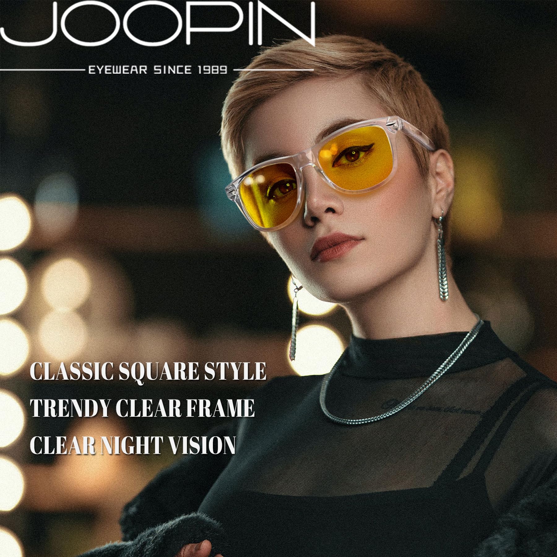 Foto 3 pulgar | Gafas De Conducción Nocturna Joopin Con Marco Transparente Y Lente Amarilla Uv400 - Venta Internacional.