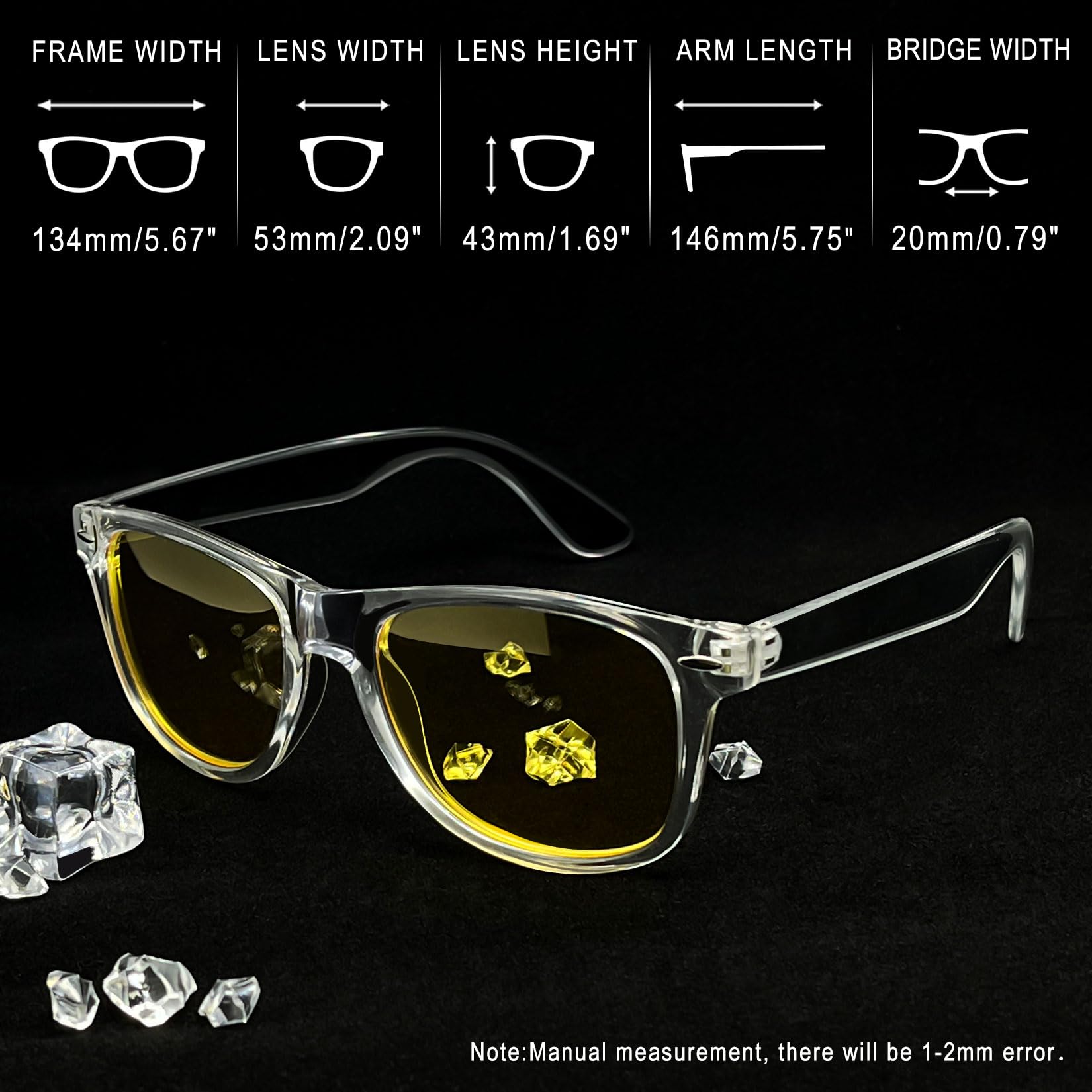 Foto 5 pulgar | Gafas De Conducción Nocturna Joopin Con Marco Transparente Y Lente Amarilla Uv400 - Venta Internacional.