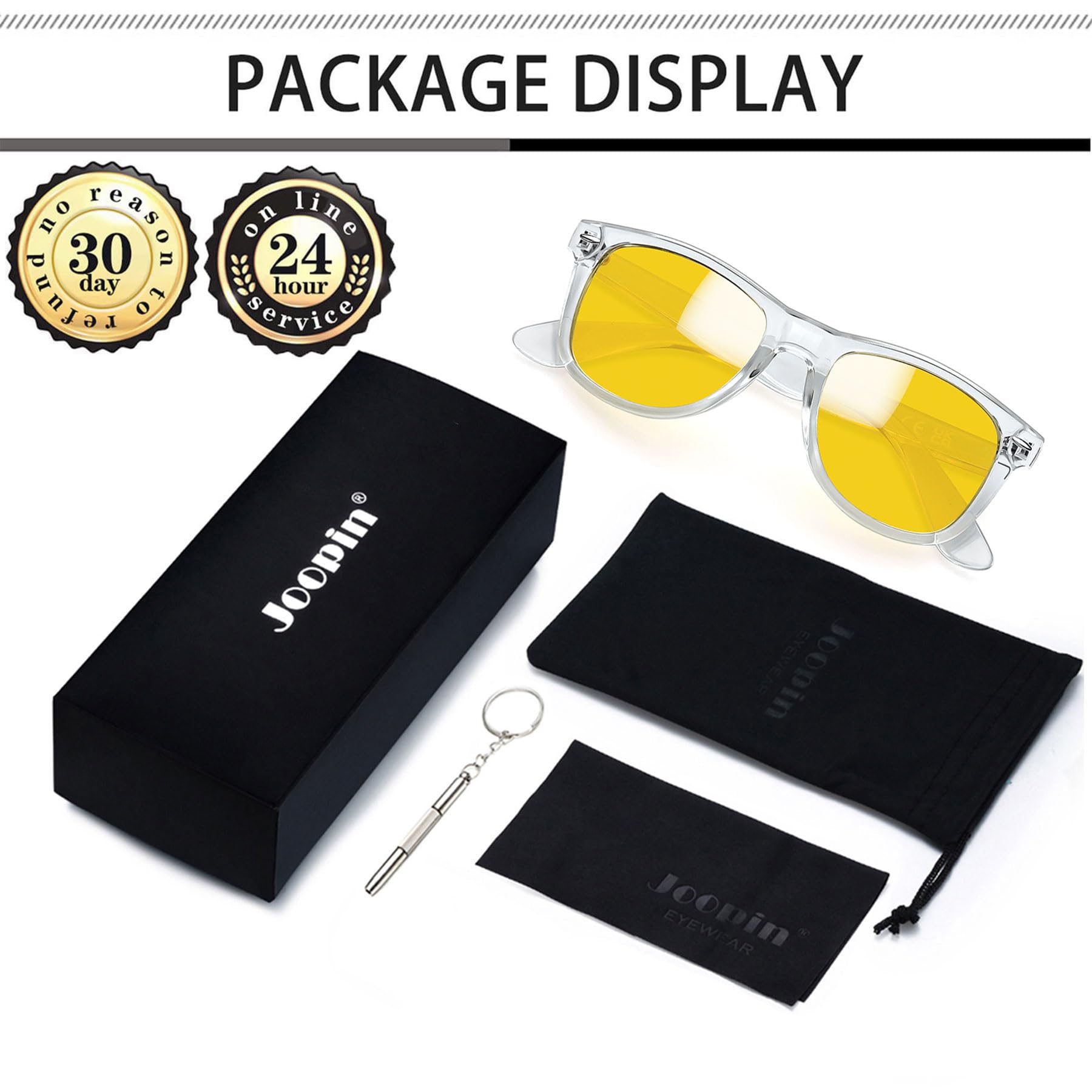 Foto 7 pulgar | Gafas De Conducción Nocturna Joopin Con Marco Transparente Y Lente Amarilla Uv400 - Venta Internacional.