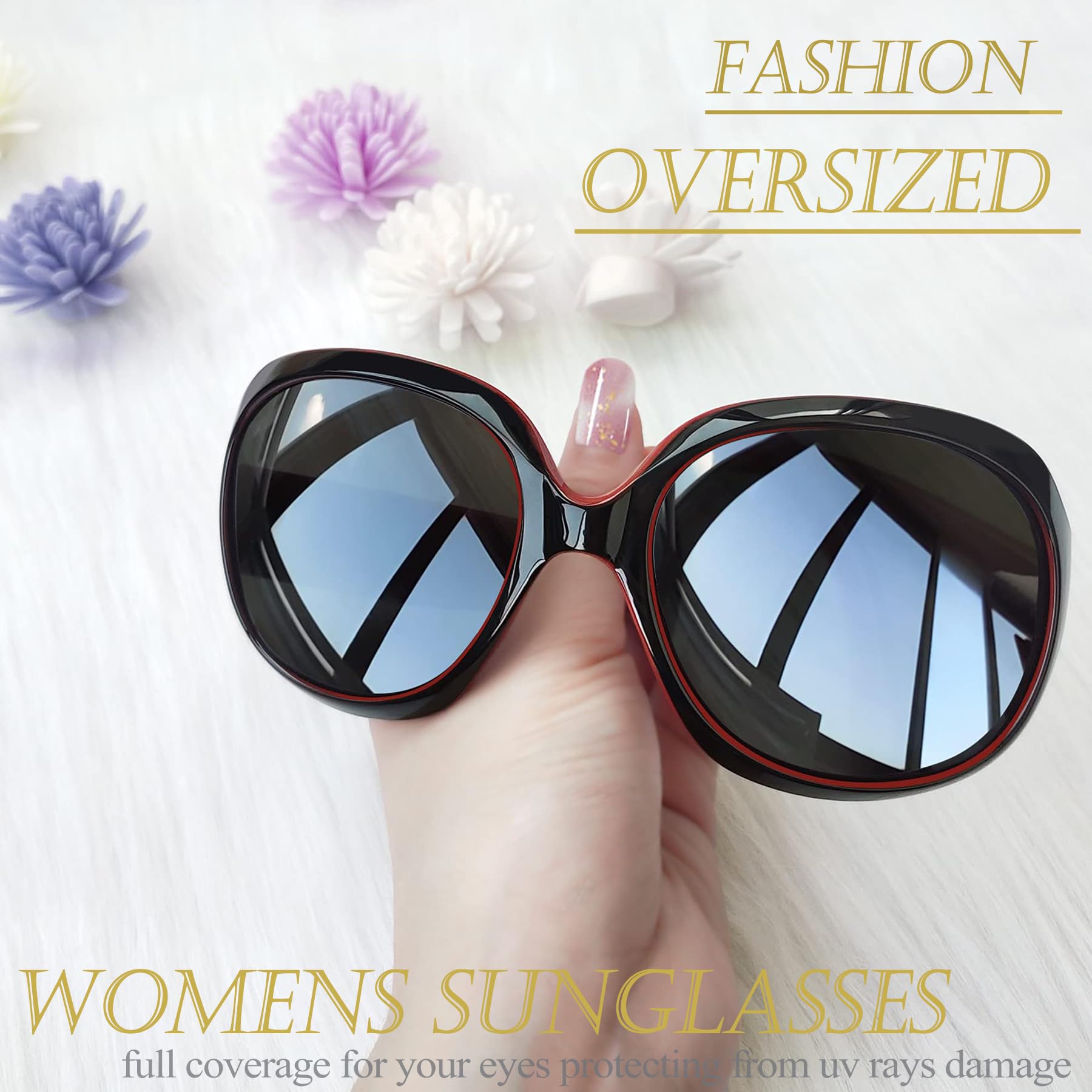 Foto 3 pulgar | Gafas De Sol Joopin Oversized Black Red Polarized Para Mujer - Venta Internacional.