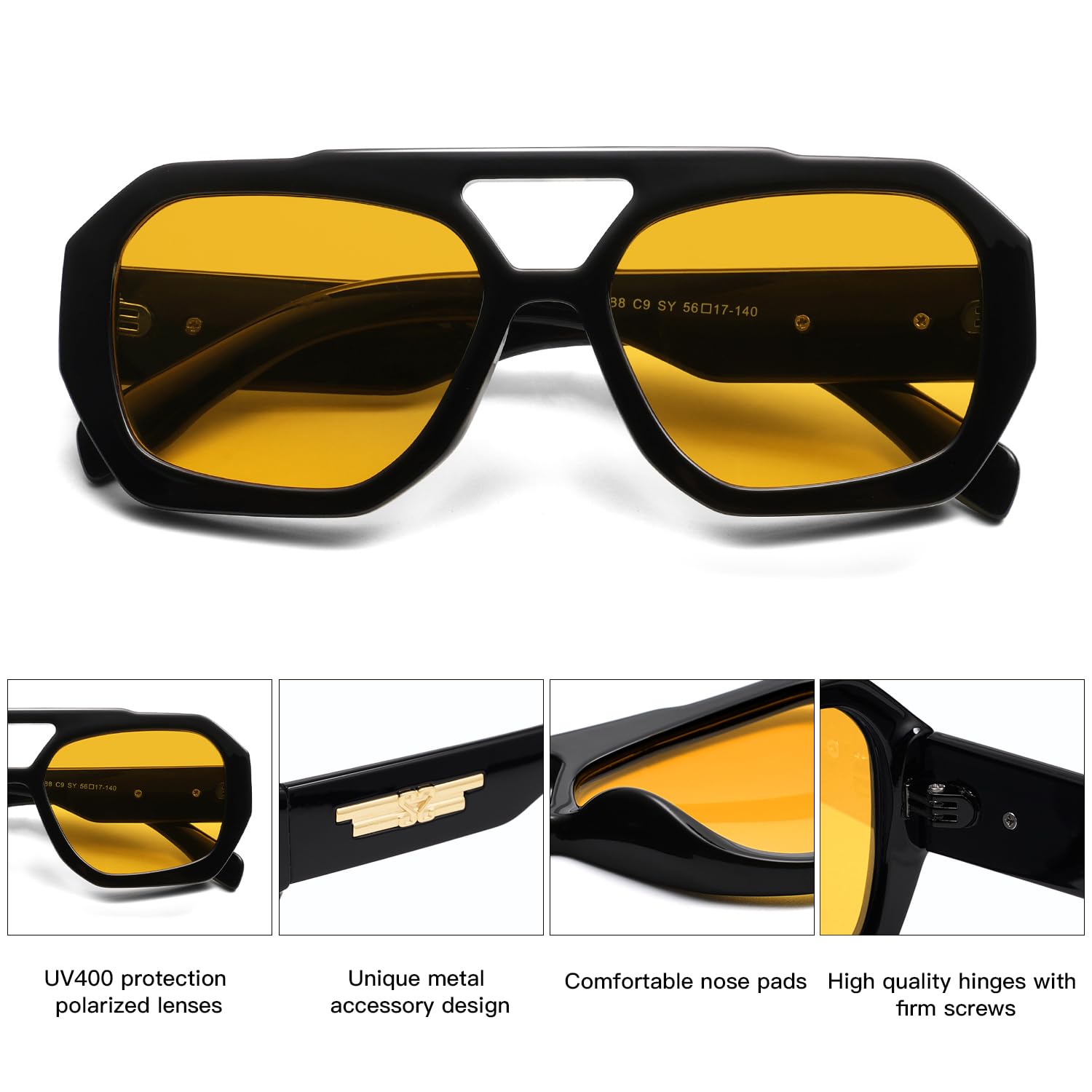 Foto 5 pulgar | Gafas De Sol Sojos Trendy Aviator Hexagonal Square Sj2288 - Venta Internacional.