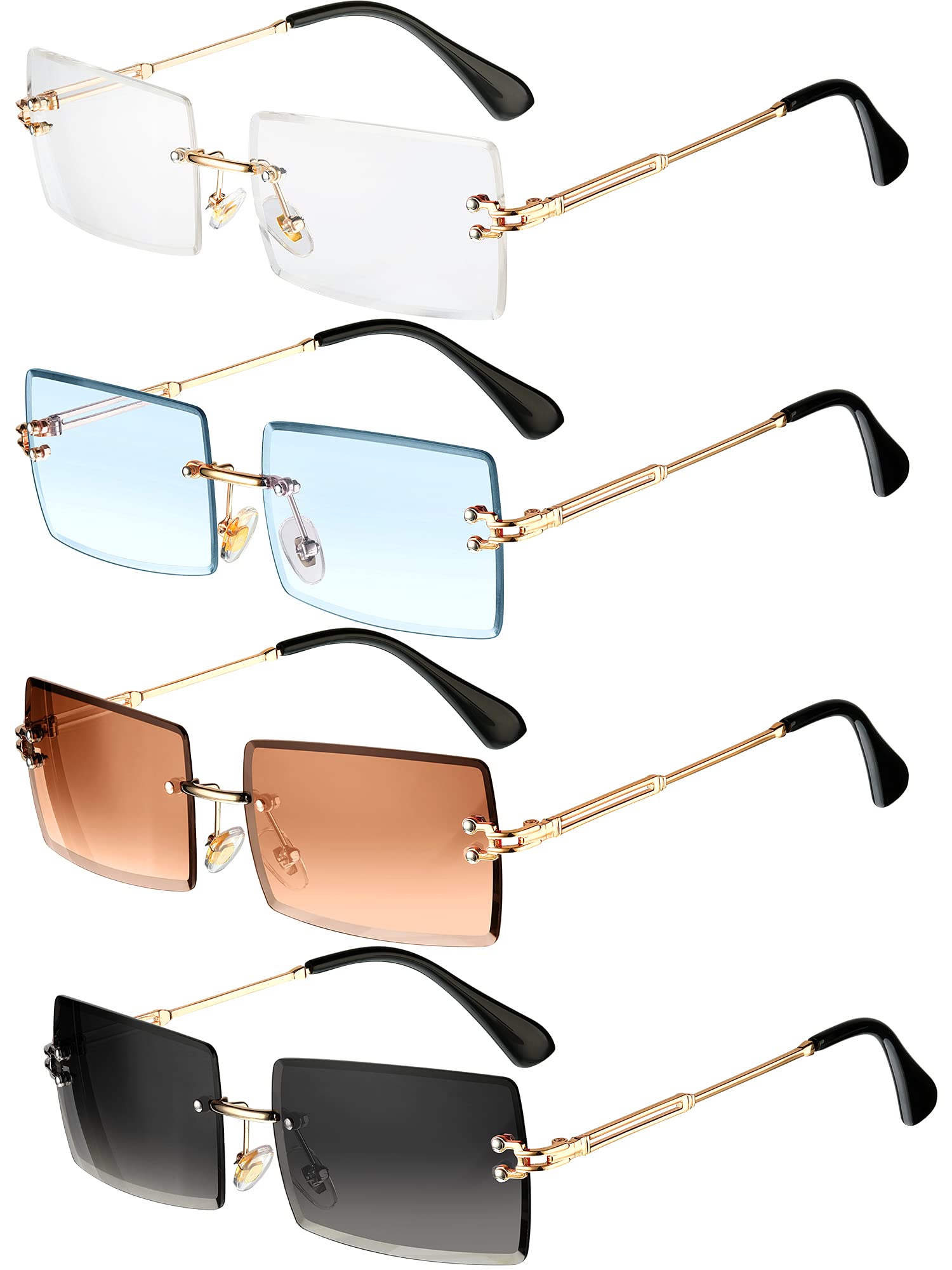 Gafas De Sol Frienda Rimless Rectangle Vintage Para Mujeres Y Hombres - Venta Internacional.