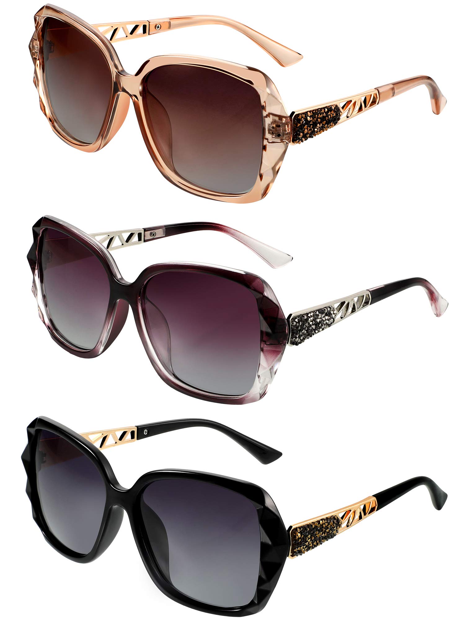 Foto 2 pulgar | Gafas De Sol Frienda Polarizadas Oversized Para Mujer 3 Unidades - Venta Internacional