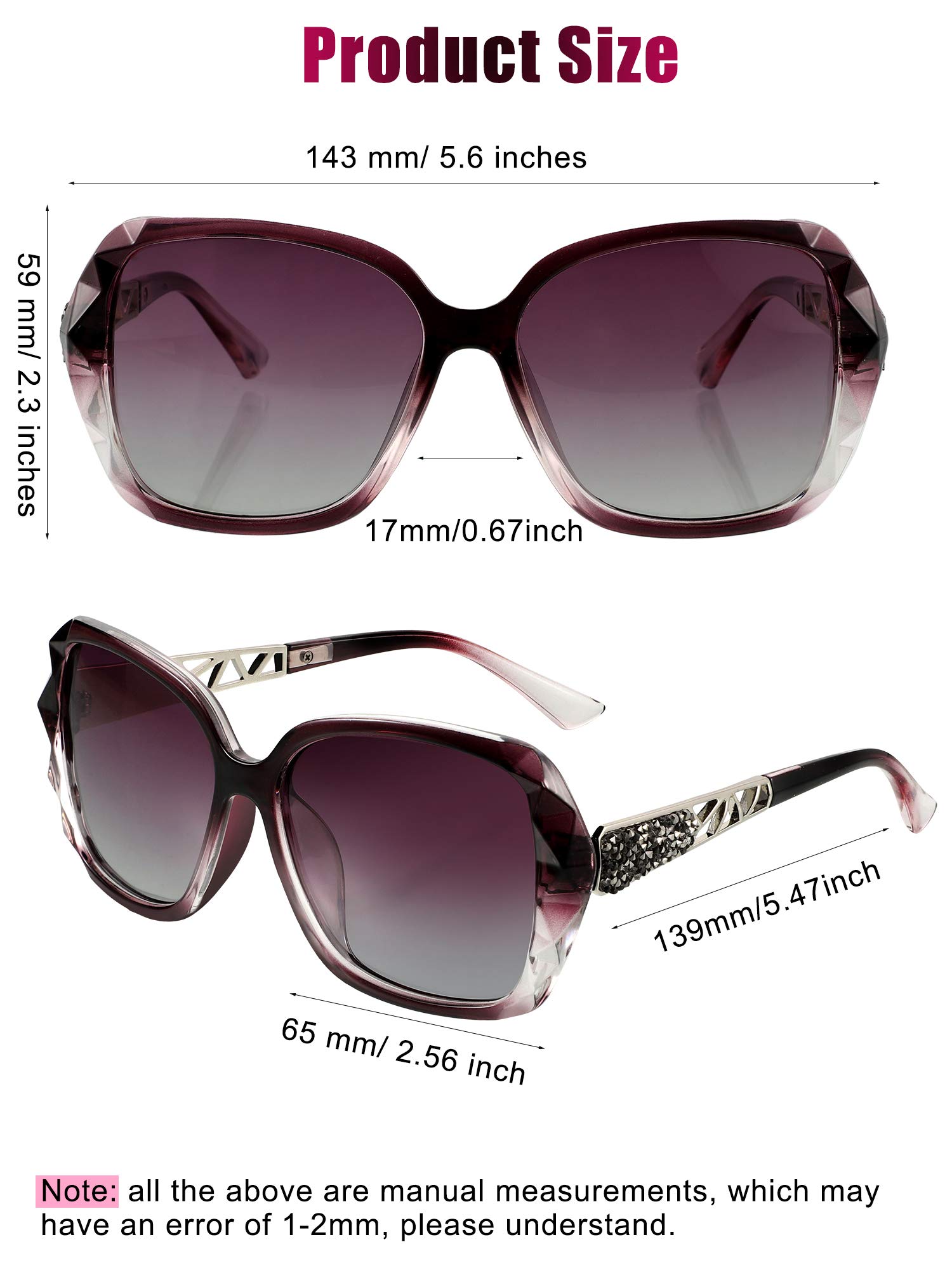 Foto 3 pulgar | Gafas De Sol Frienda Polarizadas Oversized Para Mujer 3 Unidades - Venta Internacional