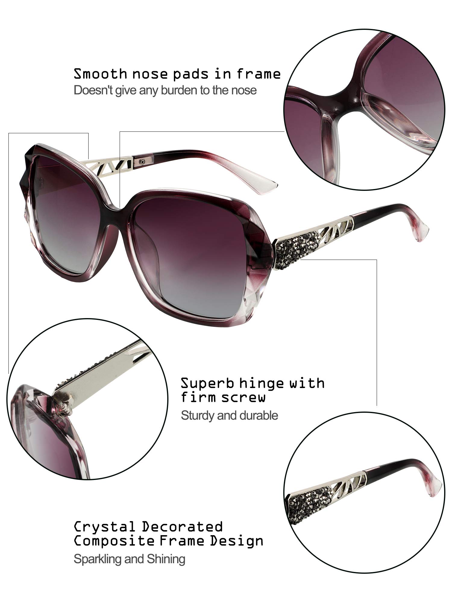 Foto 5 pulgar | Gafas De Sol Frienda Polarizadas Oversized Para Mujer 3 Unidades - Venta Internacional