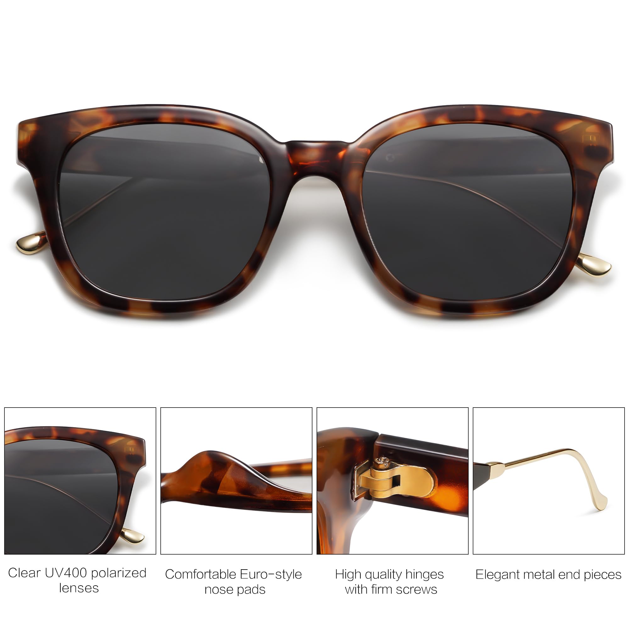Foto 4 pulgar | Gafas De Sol Sojos Classic Square Polarized Uv400 Dark Tortoise - Venta Internacional.