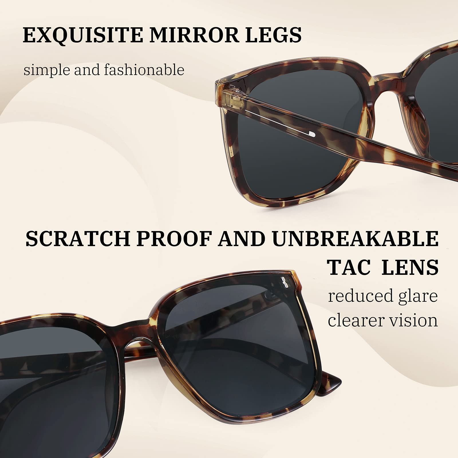 Foto 6 pulgar | Gafas De Sol Feisedy Para Mujer Y Hombre, Sobredimensionadas, Polarizadas, Cuadradas, B275 - Venta Internacional.
