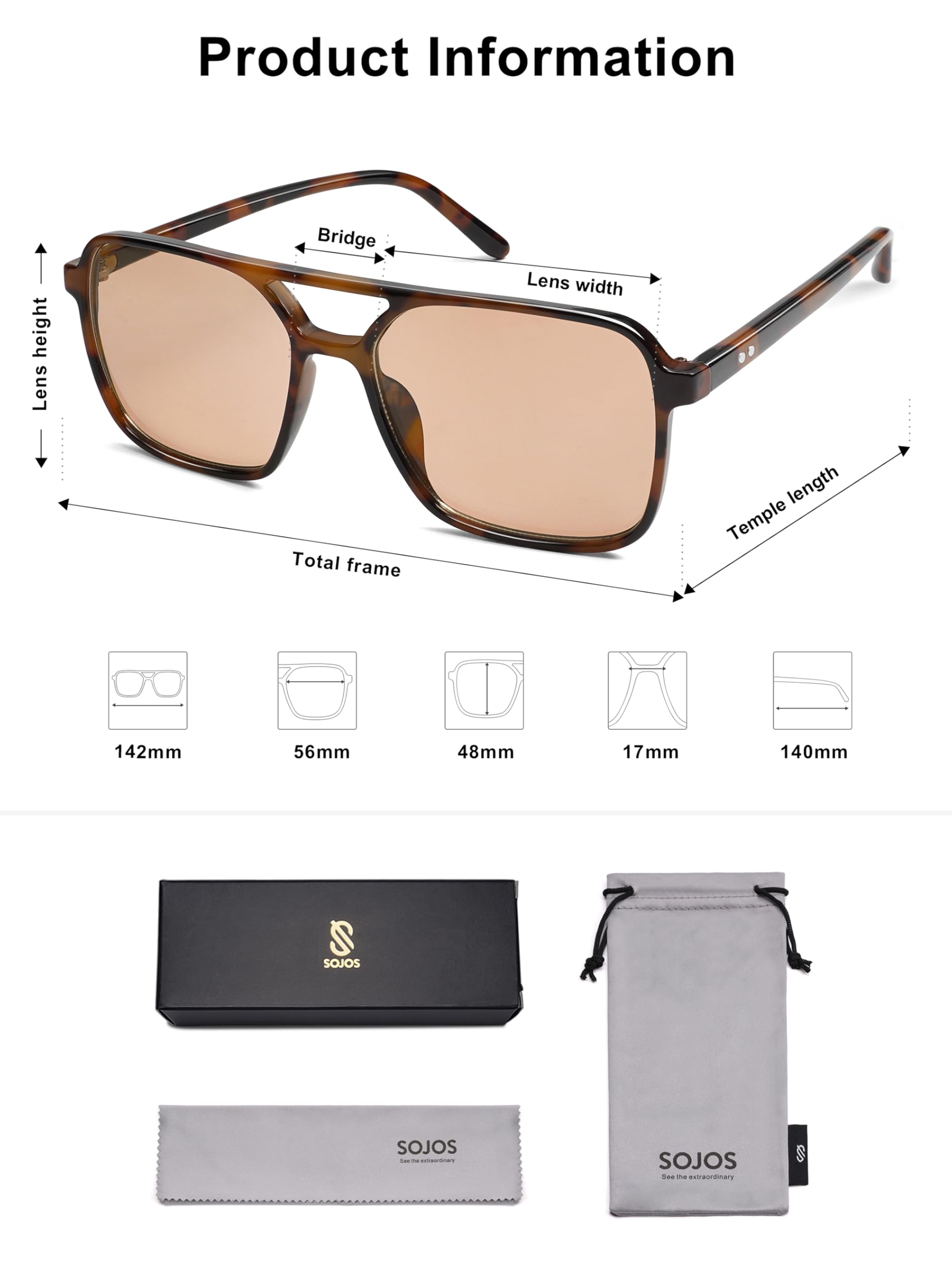 Foto 6 pulgar | Gafas De Sol Sojos Trendy Vintage Aviator Sj2327 Para Mujer/hombre - Venta Internacional.