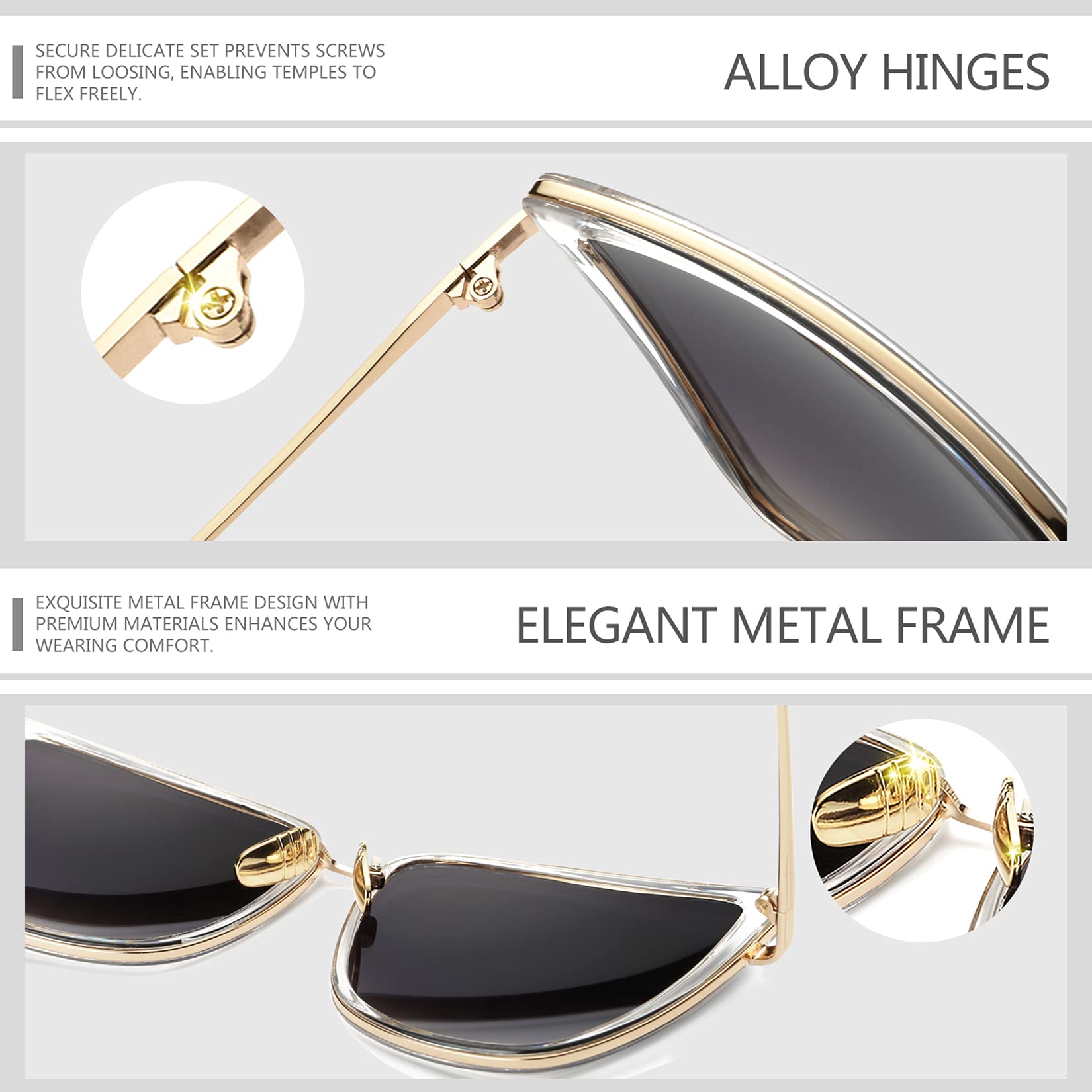 Foto 5 pulgar | Gafas De Sol Joopin Becky Cateye Oversized Para Mujer, Color Negro+pin - Venta Internacional.