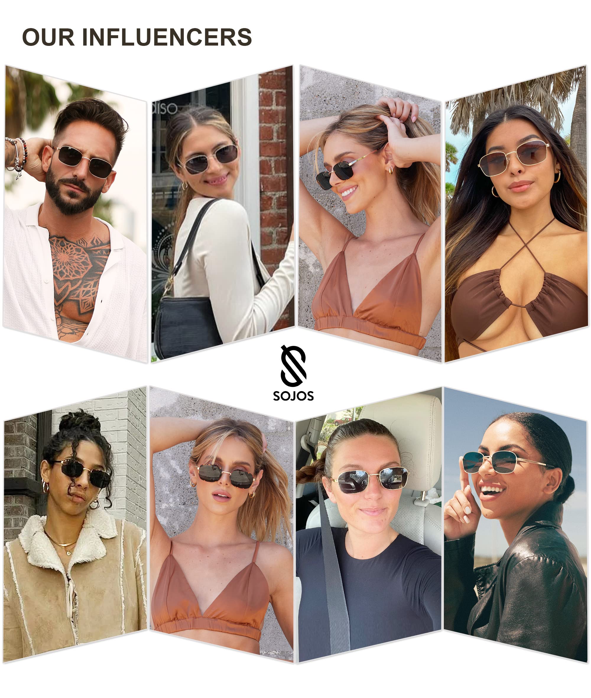 Foto 2 | Gafas De Sol Sojos Retro Rectangulares Polarizadas Sj1177 Con Lente Gris Dorada - Venta Internacional.
