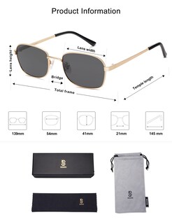 Foto 5 | Gafas De Sol Sojos Retro Rectangulares Polarizadas Sj1177 Con Lente Gris Dorada - Venta Internacional.