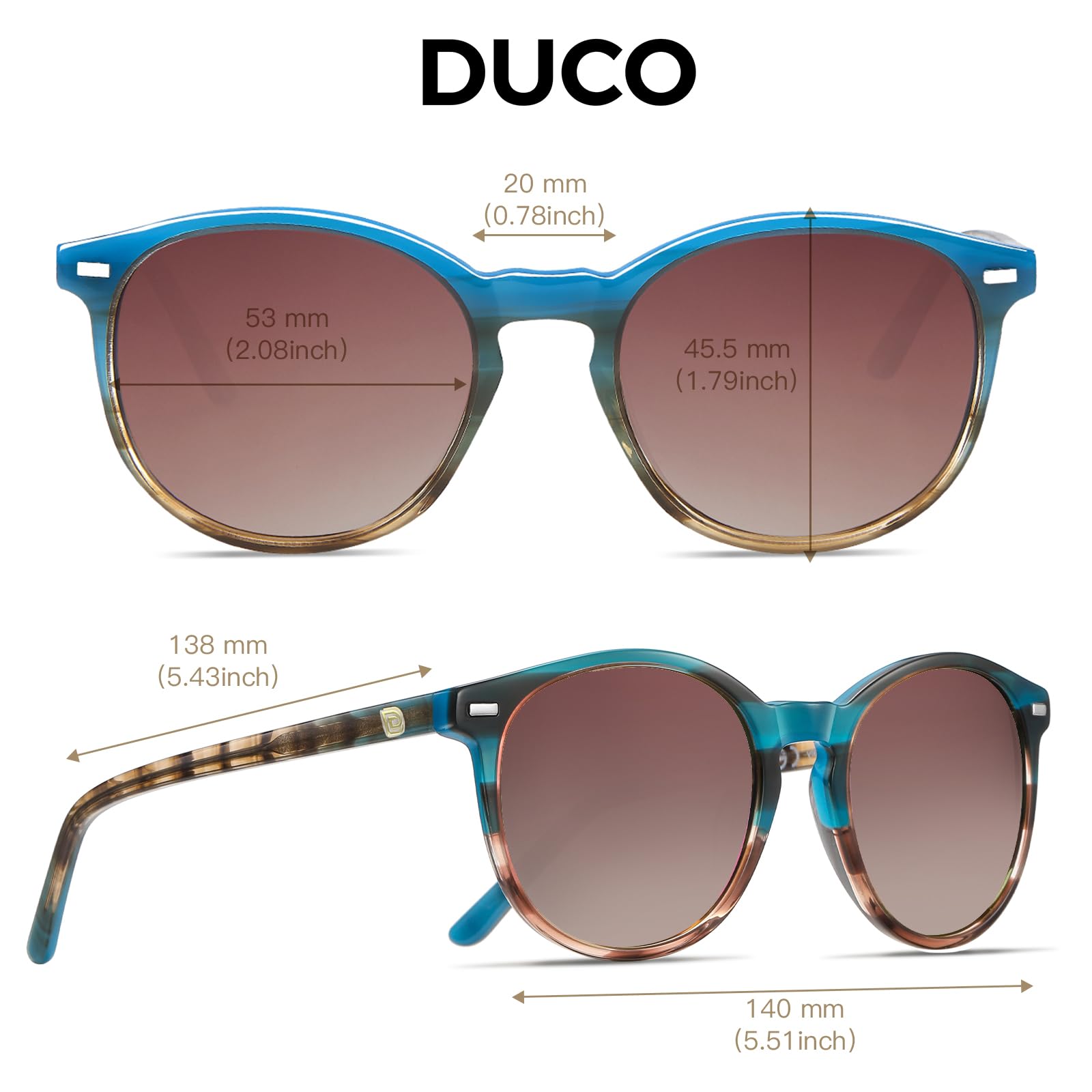 Foto 4 pulgar | Gafas De Sol Duco Retro Round Uv400 Polarizadas Para Mujer Y Hombre - Venta Internacional.