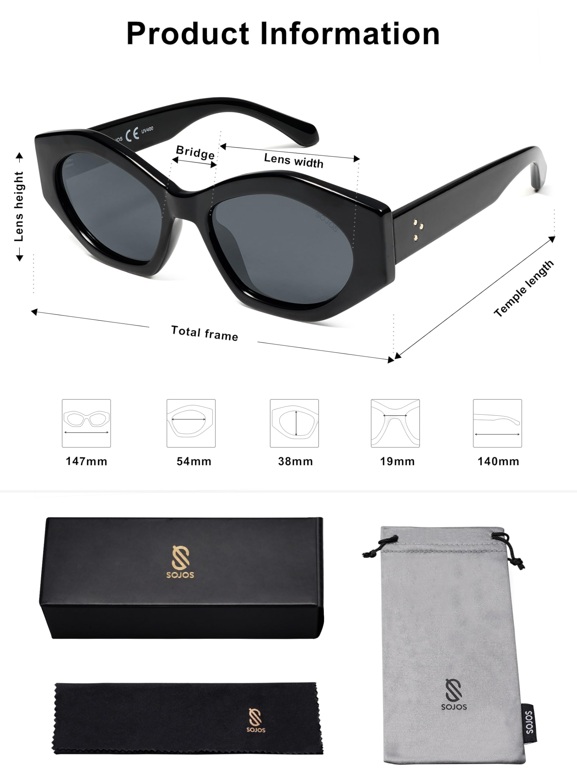 Foto 6 pulgar | Gafas De Sol Sojos Hexagonal Polarized Uv400 Sj2307 Para Hombres/mujeres - Venta Internacional.