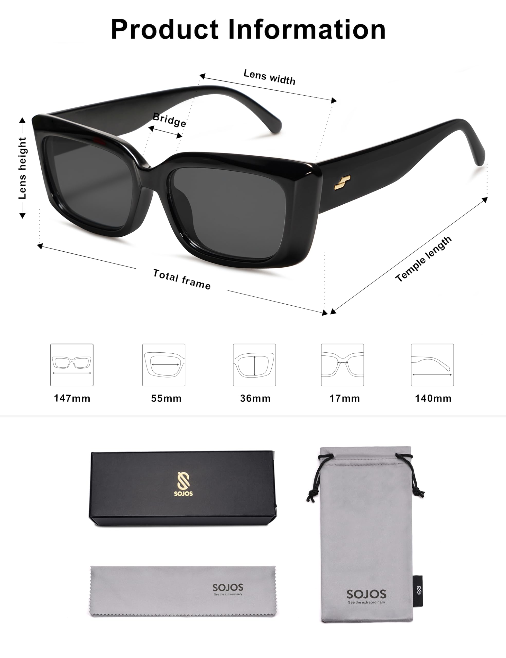 Foto 6 pulgar | Gafas De Sol Sojos Trendy Rectangular Sj2238 Para Mujer - Venta Internacional.