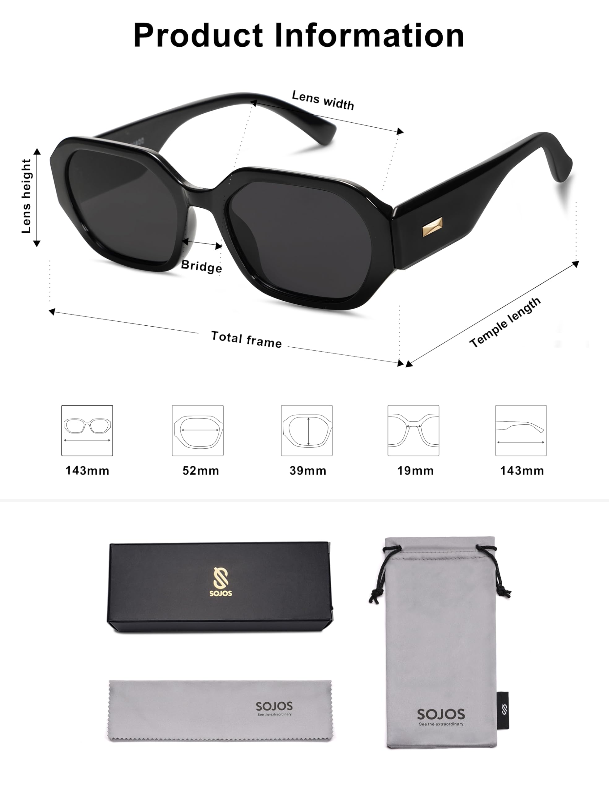 Foto 6 pulgar | Gafas De Sol Sojos Sj2232 Polarizadas Para Mujer Con Lente Negra Y Gris - Venta Internacional.
