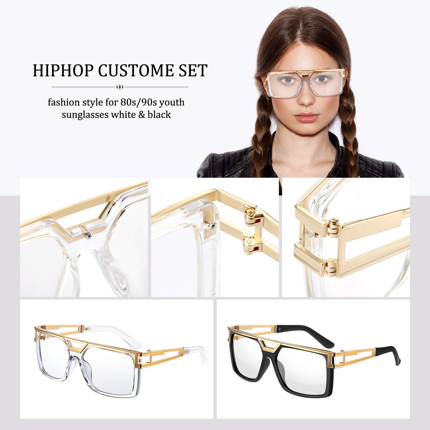Foto 4 pulgar | Gafas De Sol Hicarer, Años 80, 90, Vintage, Rapero, Dj, Hip Hop, Unisex - Venta Internacional.