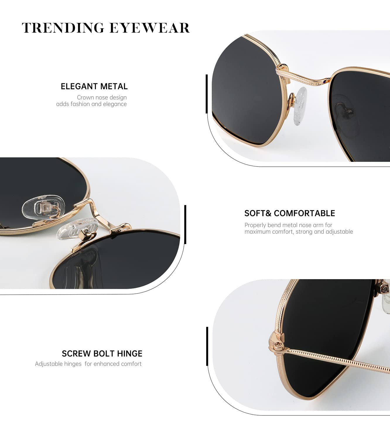 Foto 4 pulgar | Gafas de Sol Kaliyadi Hexagon Polarized Uv400 para Mujeres Y Hombres - Venta Internacional