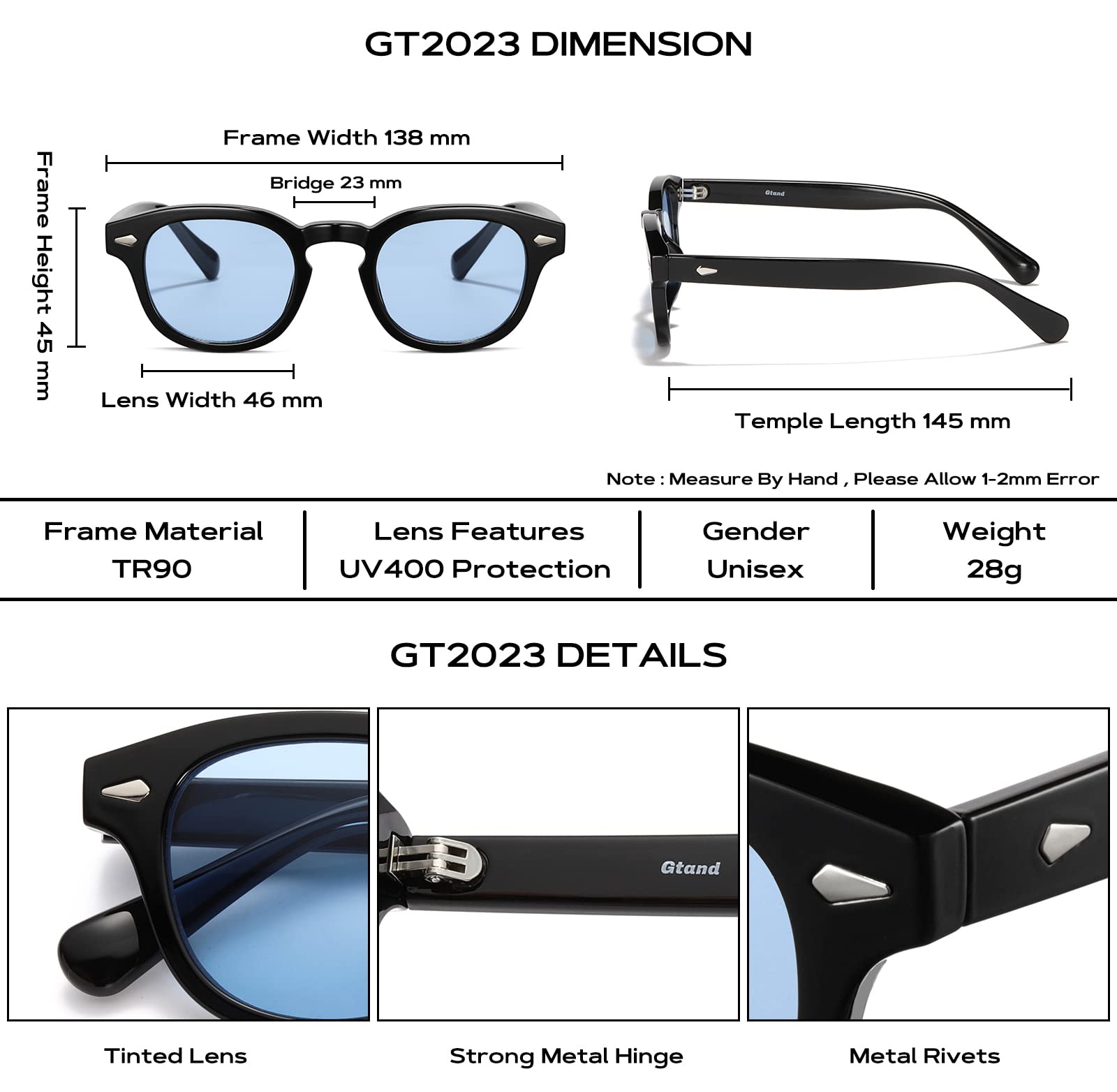 Foto 6 pulgar | Gafas de Sol Gtand Grand Vintage Retro Tintadas 46 Mm Unisex - Venta Internacional