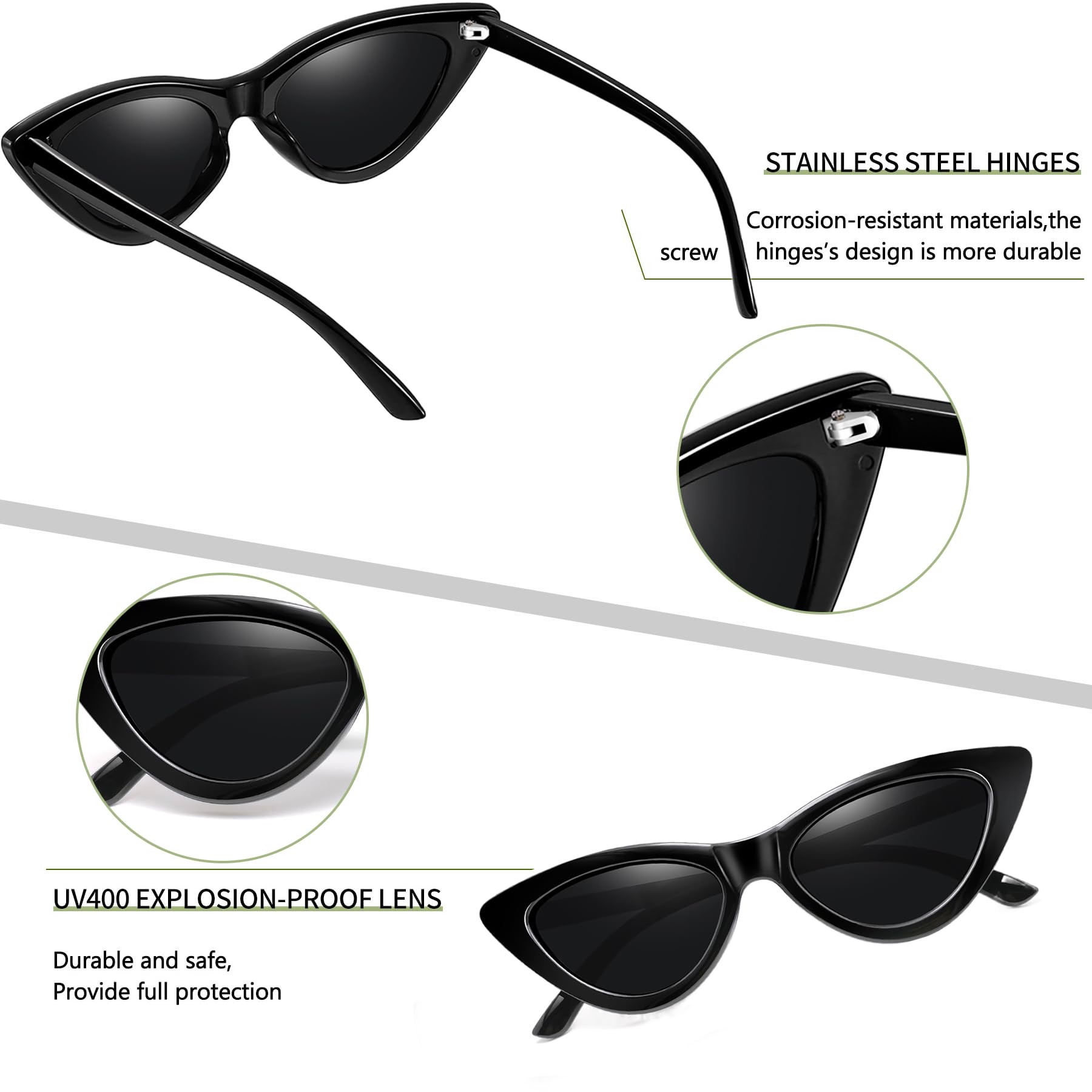 Foto 6 pulgar | Gafas De Sol Joopin Polarized Black Cat Eye Para Mujer Uv400 - Venta Internacional.