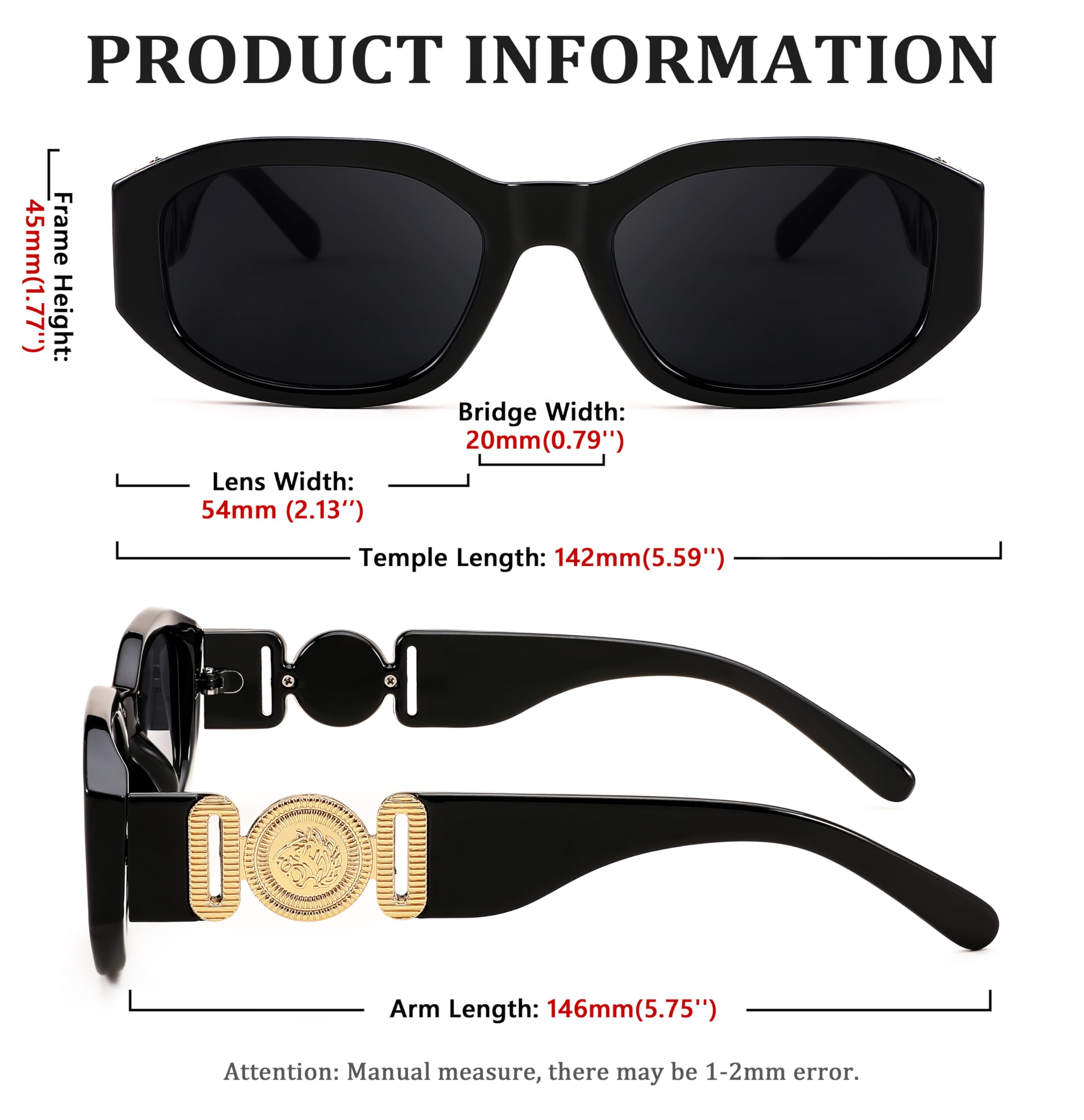 Foto 6 | Gafas De Sol Feisedy Retro Trendy Rectangulares Vintage Uv400 B2322 - Venta Internacional.