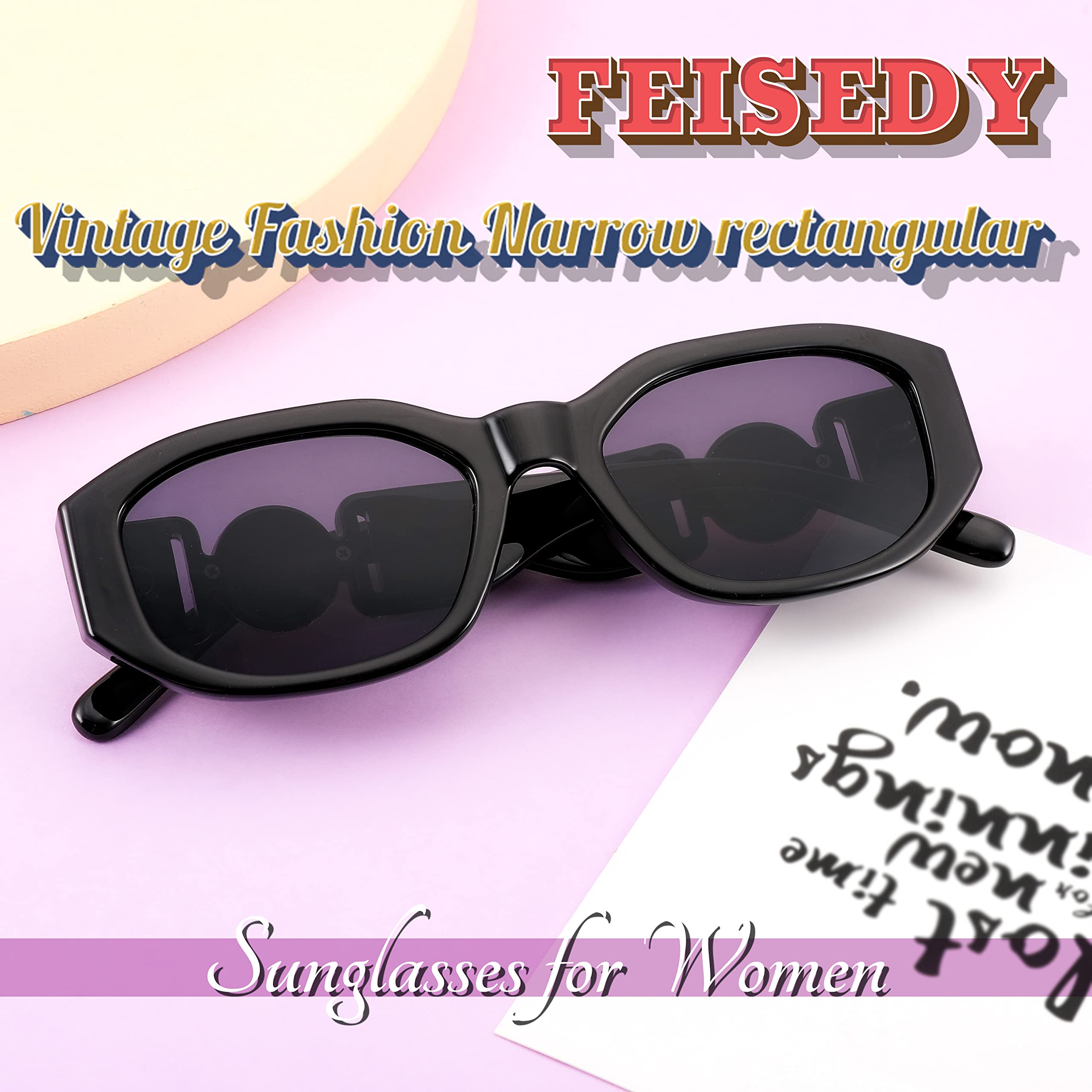 Foto 8 pulgar | Gafas De Sol Feisedy Retro Trendy Rectangulares Vintage Uv400 B2322 - Venta Internacional.
