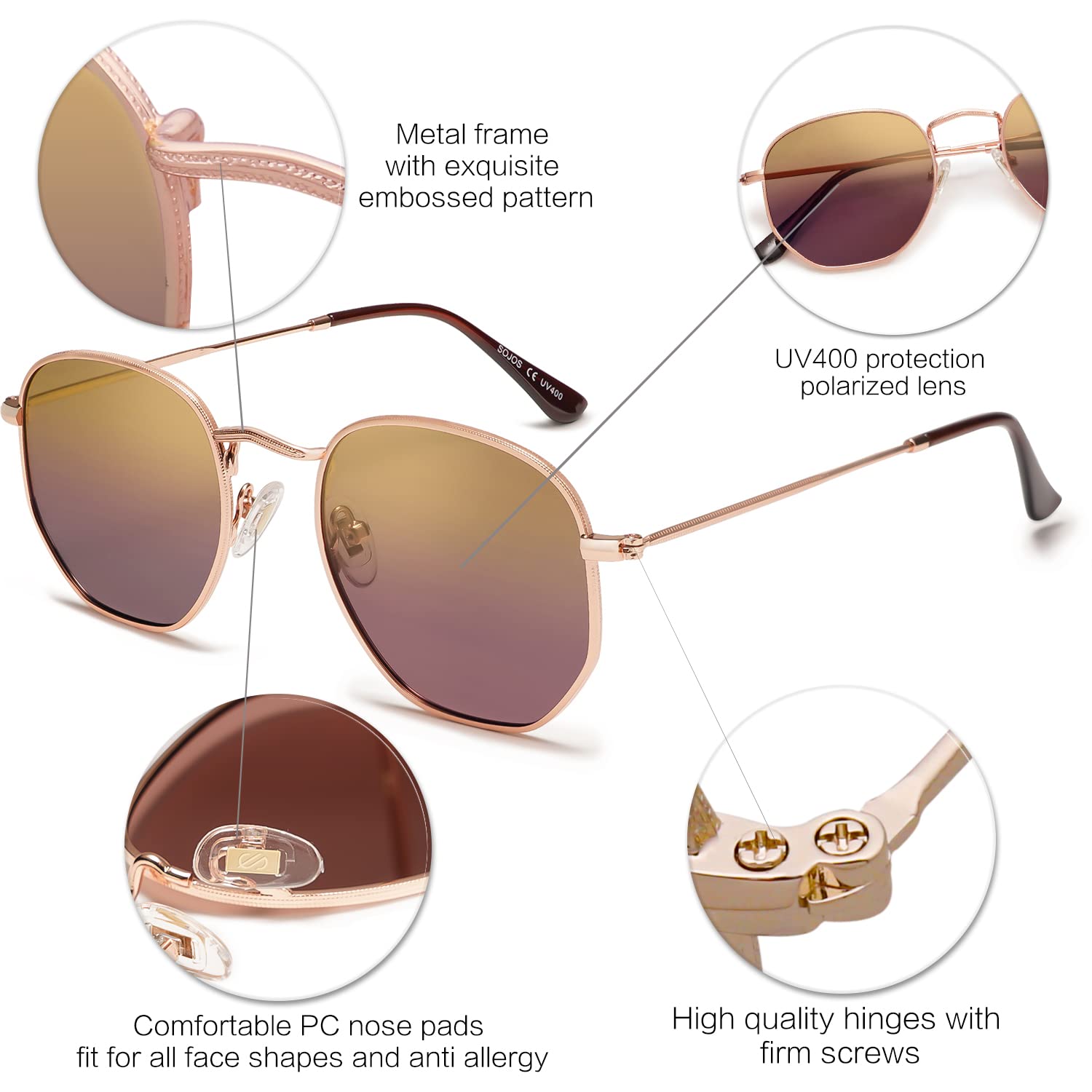 Foto 5 pulgar | Gafas De Sol Sojos Sj1072 Cuadradas Pequeñas Polarizadas Para Hombres/mujeres - Venta Internacional.