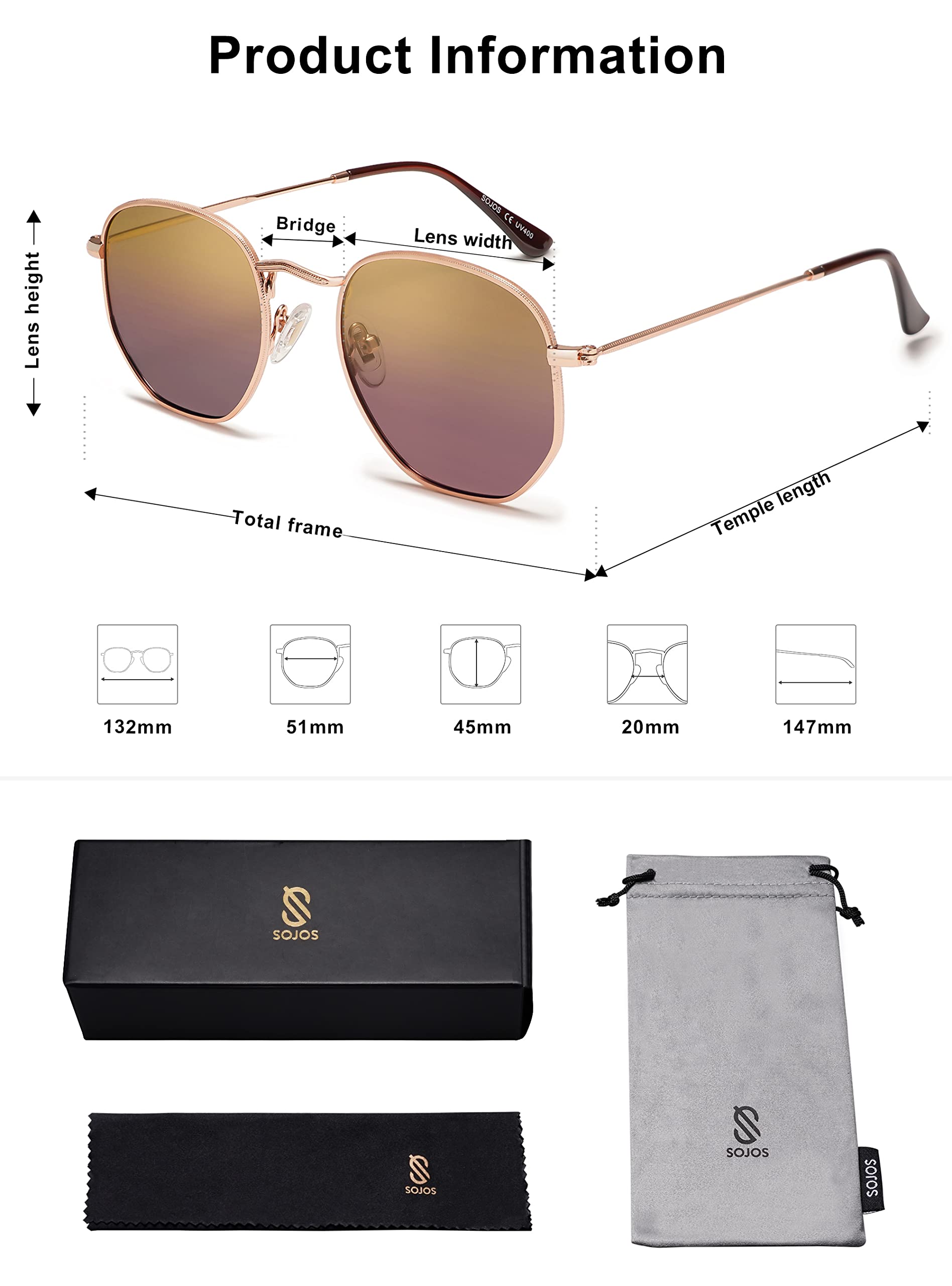 Foto 6 pulgar | Gafas De Sol Sojos Sj1072 Cuadradas Pequeñas Polarizadas Para Hombres/mujeres - Venta Internacional.