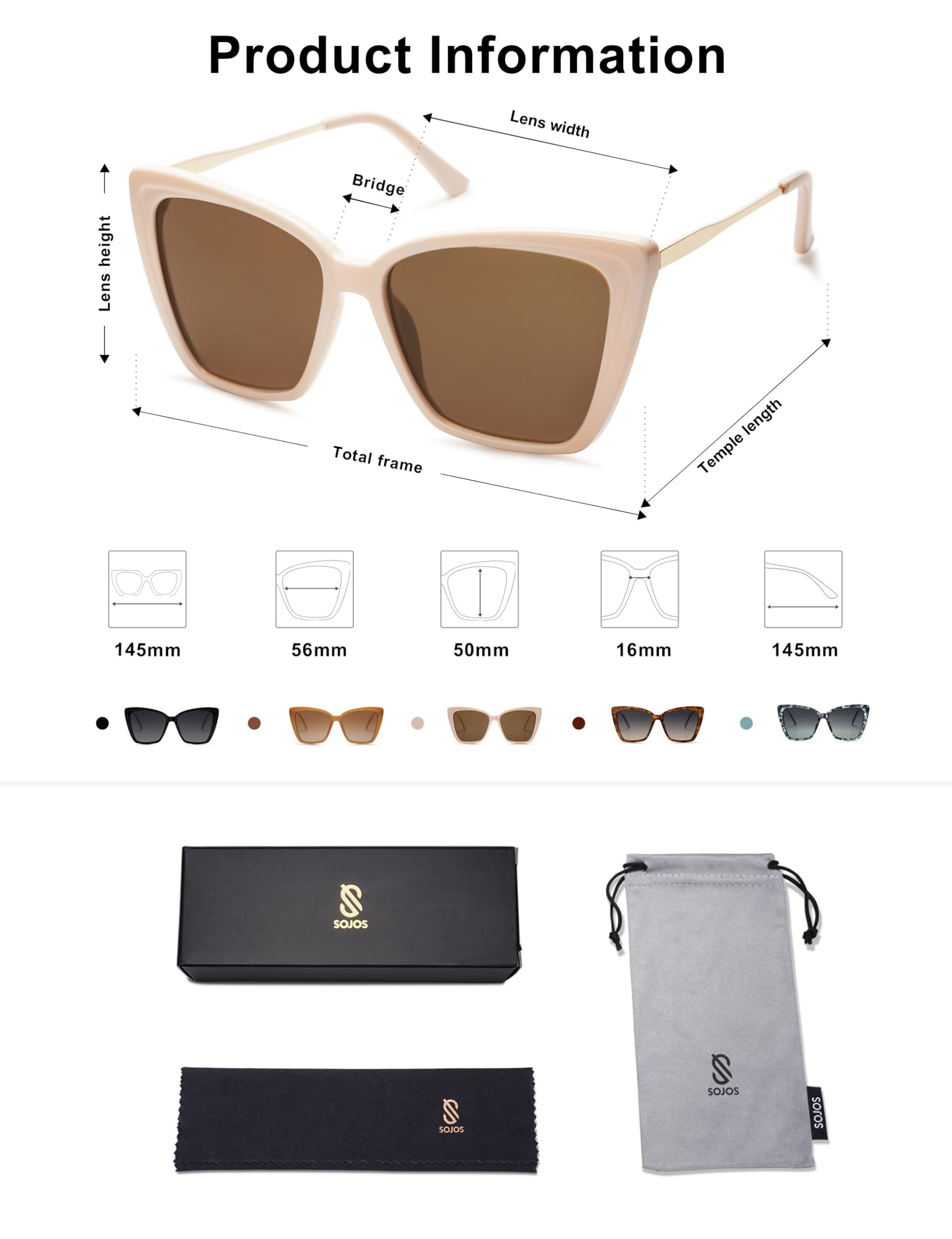 Foto 5 | Gafas De Sol Sojos Sj2206, Modernas, Polarizadas, Con Montura Blanca Para Mujer - Venta Internacional.