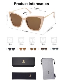 Foto 5 | Gafas De Sol Sojos Sj2206, Modernas, Polarizadas, Con Montura Blanca Para Mujer - Venta Internacional.