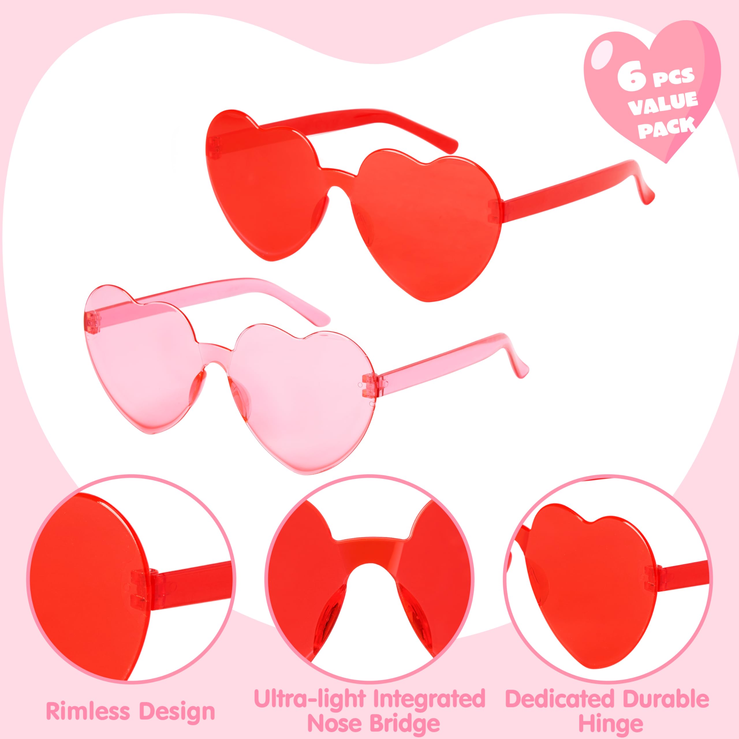 Foto 3 pulgar | Gafas De Sol Joyin Gafas Sin Montura En Forma De Corazón Para El Día De San Valentín - Venta Internacional.