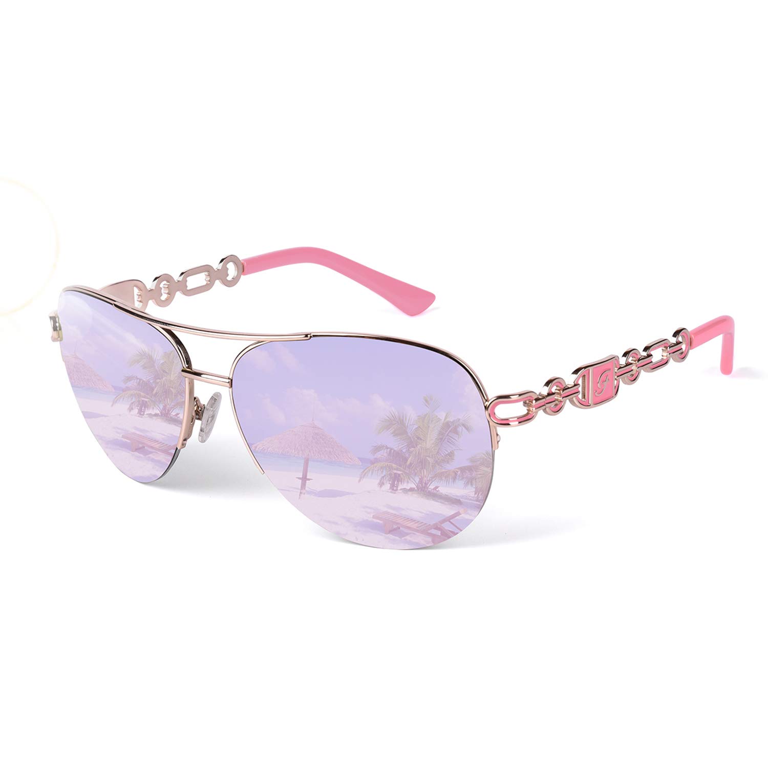 Foto 2 pulgar | Gafas De Sol Fonhcoo Aviator Pink Espejed Lens Uv400 Para Mujer - Venta Internacional.