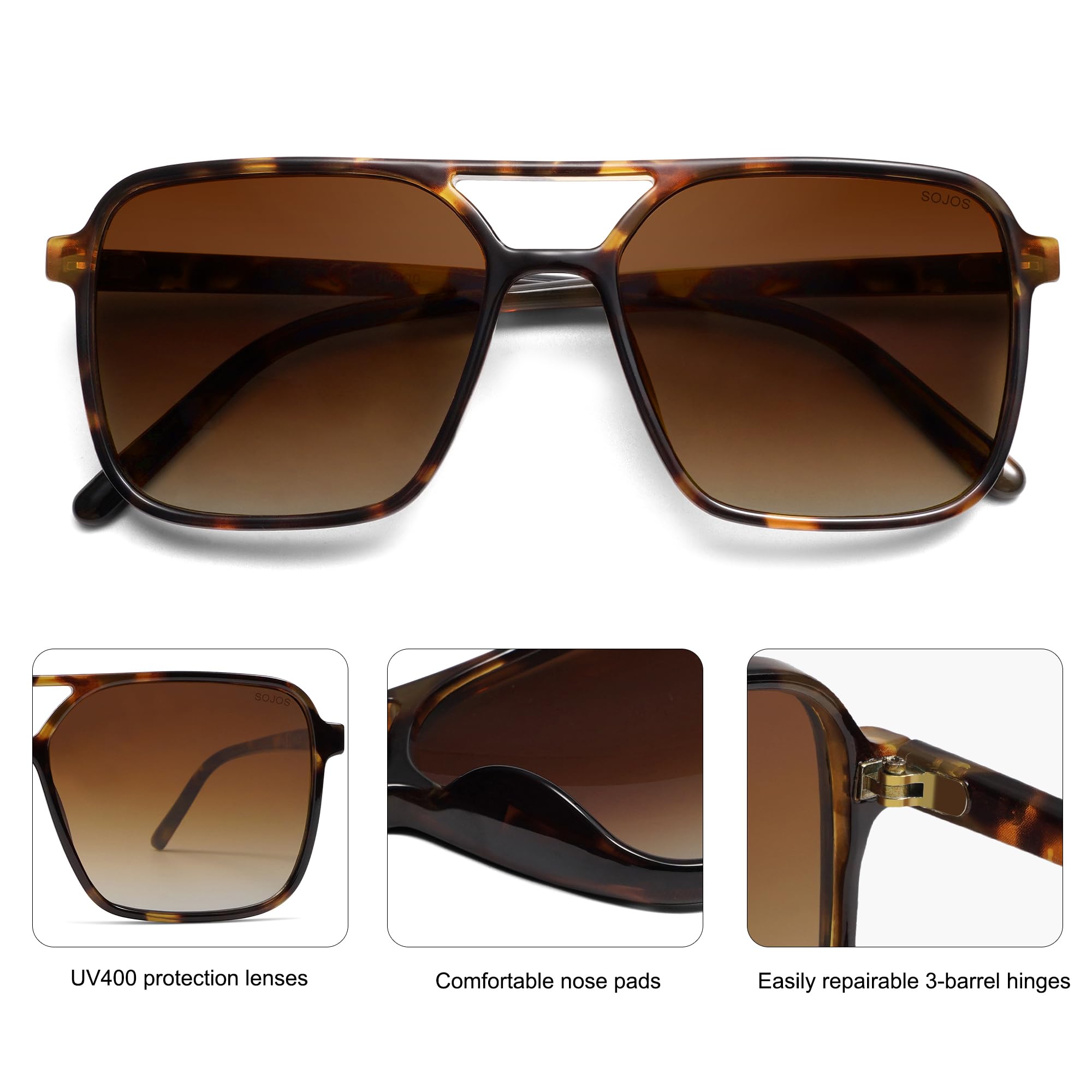 Foto 5 pulgar | Gafas De Sol Sojos Trendy Vintage Aviator Square Sj2327 - Venta Internacional.