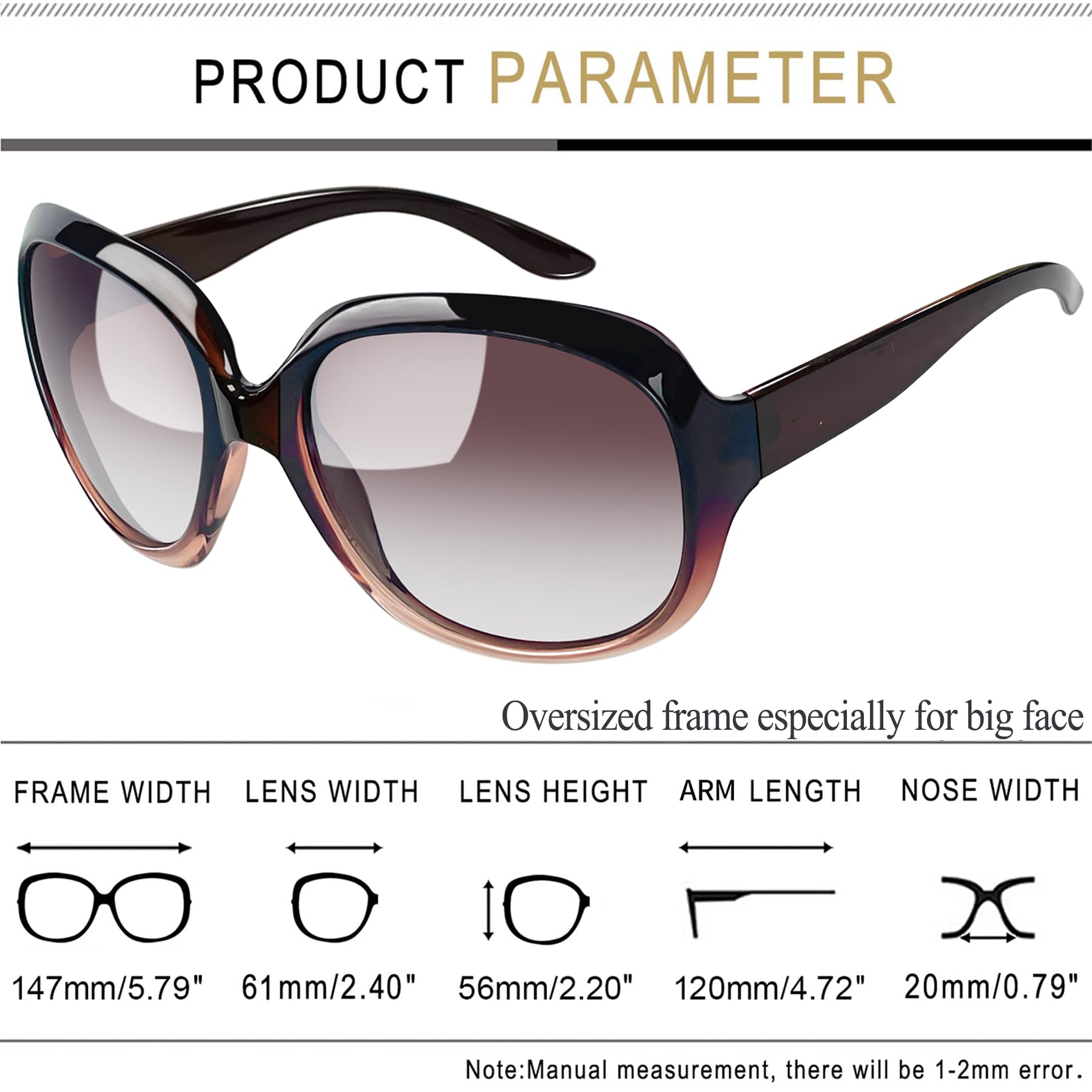 Foto 4 | Gafas De Sol Joopin Oversized Trendy Polarized Uv400 Para Mujer - Venta Internacional.