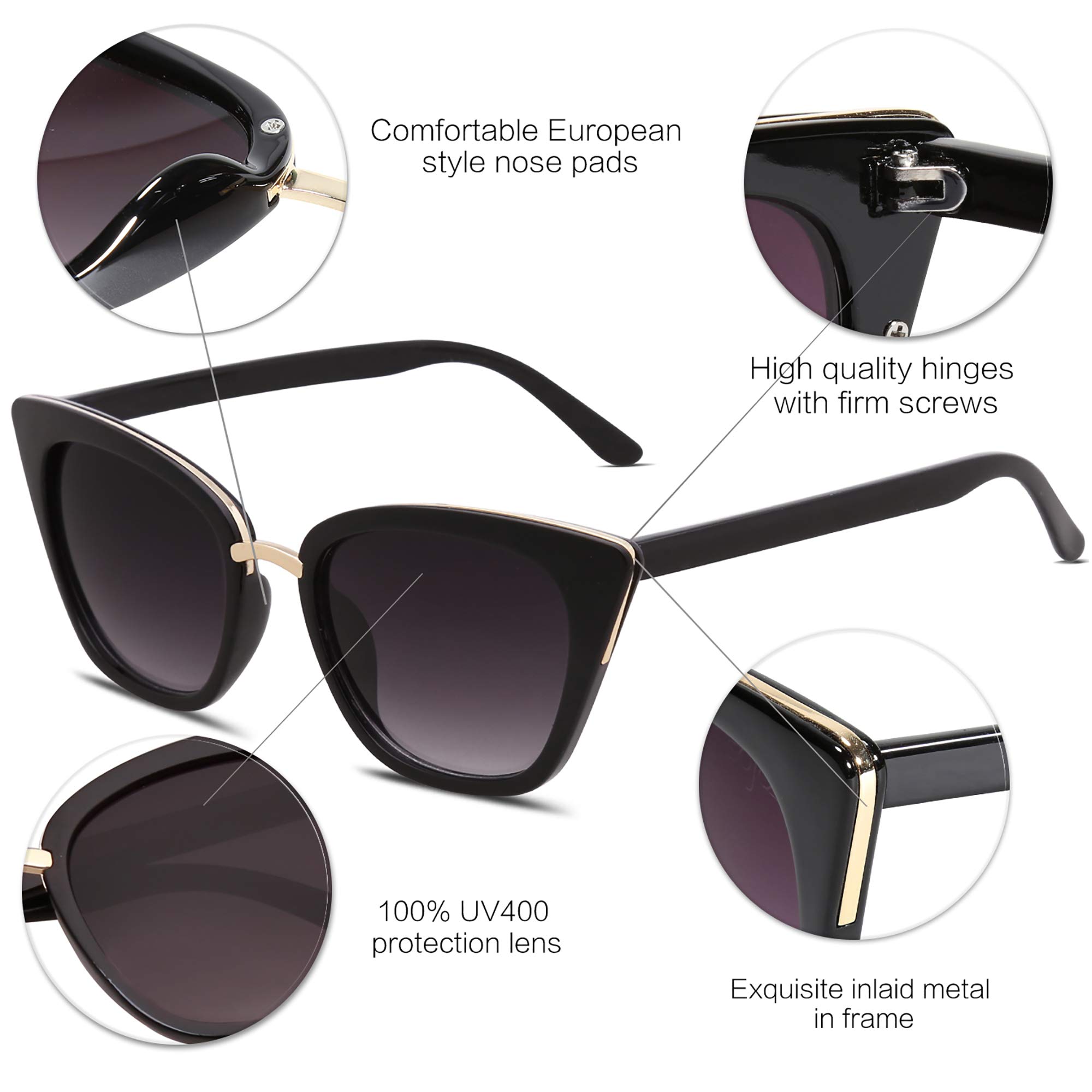 Foto 5 pulgar | Gafas De Sol Sojos Cat Eye Sj2052 Fashion Uv400 Negro/gris - Venta Internacional.