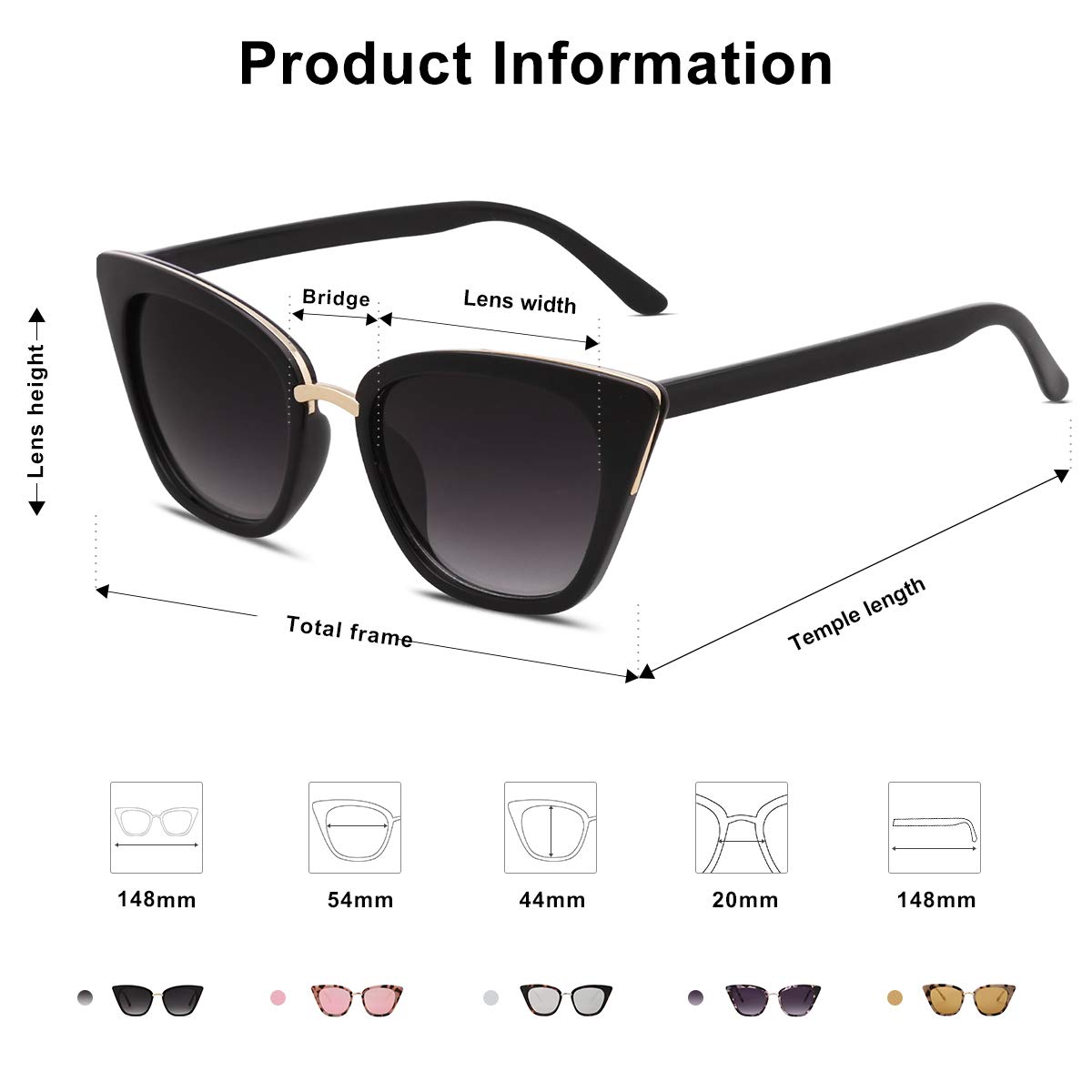 Foto 6 pulgar | Gafas De Sol Sojos Cat Eye Sj2052 Fashion Uv400 Negro/gris - Venta Internacional.