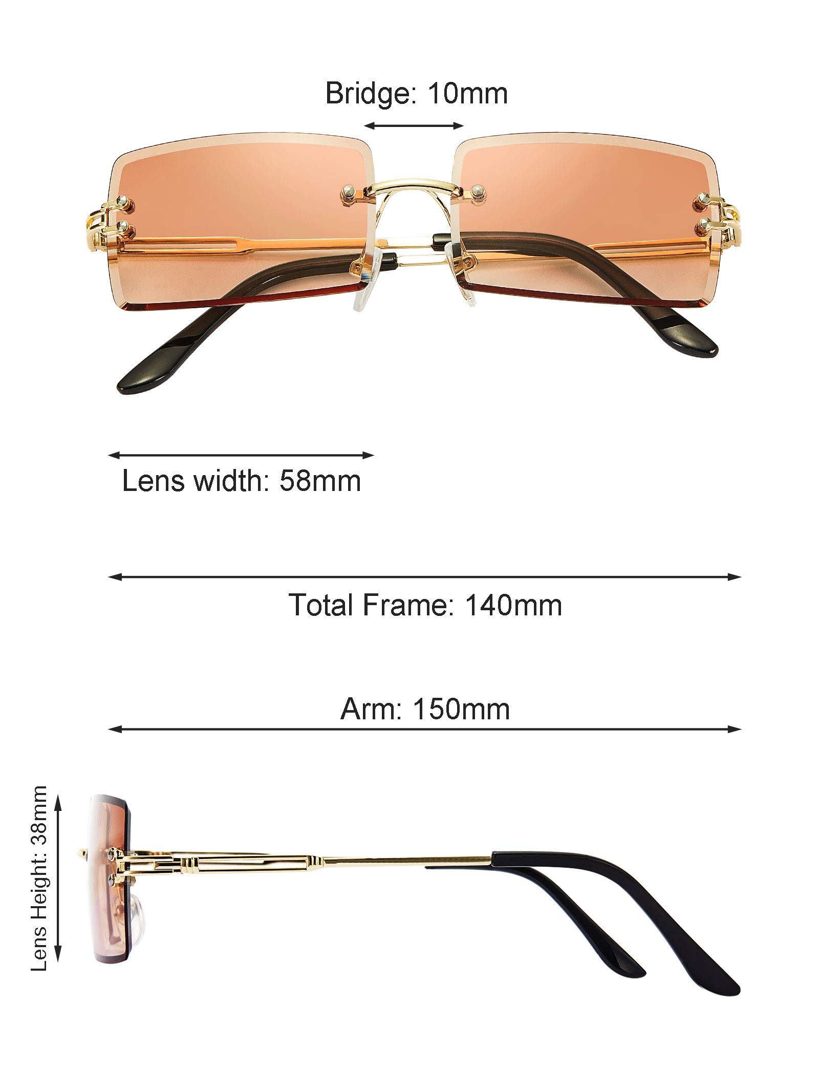 Foto 3 pulgar | Gafas De Sol Weewooday, Rectangulares, Sin Montura, Tintadas, Vintage, 3 Pares - Venta Internacional.