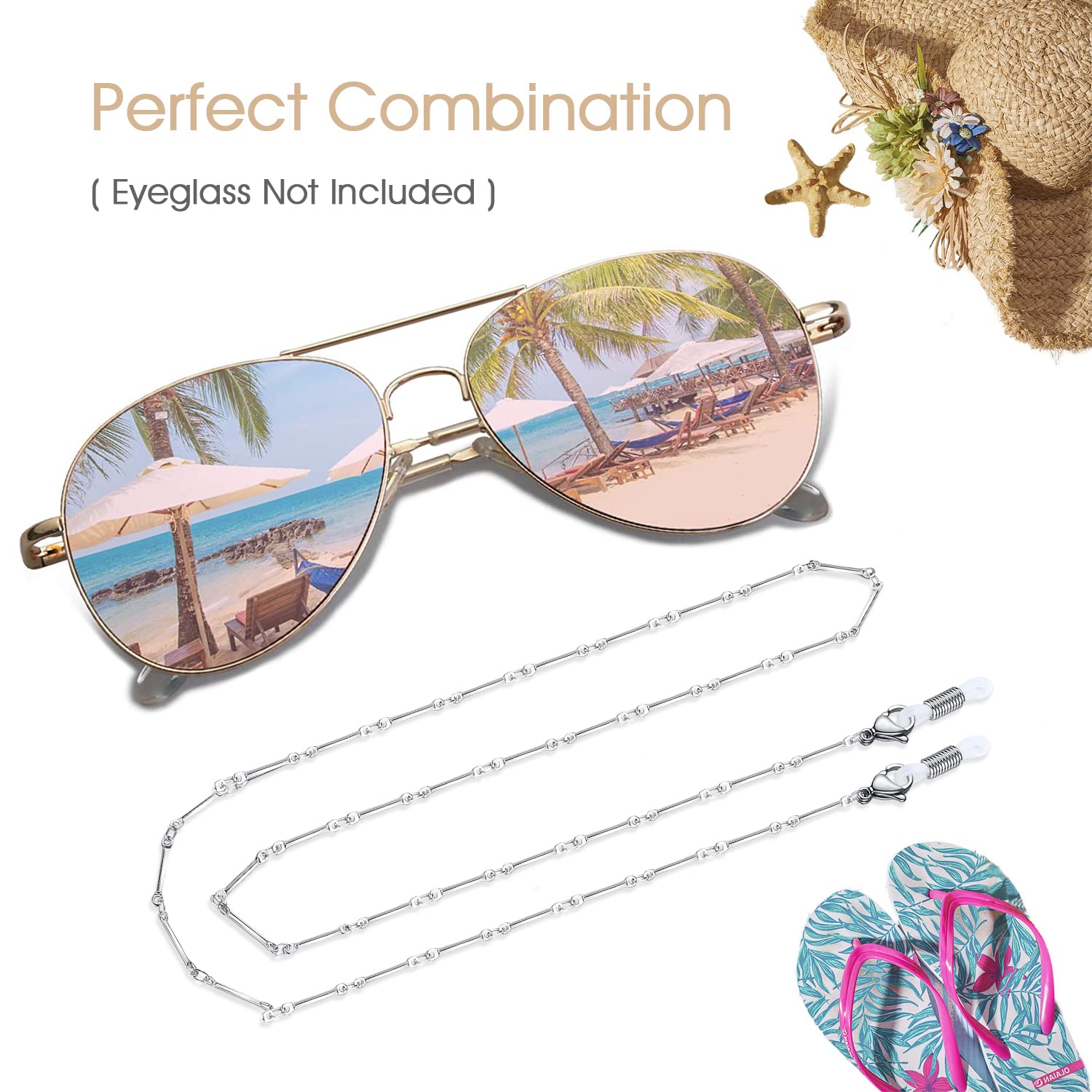 Foto 2 | Cadena Para Gafas Sam & Lori Para Mujer, Collar Plateado - Venta Internacional.