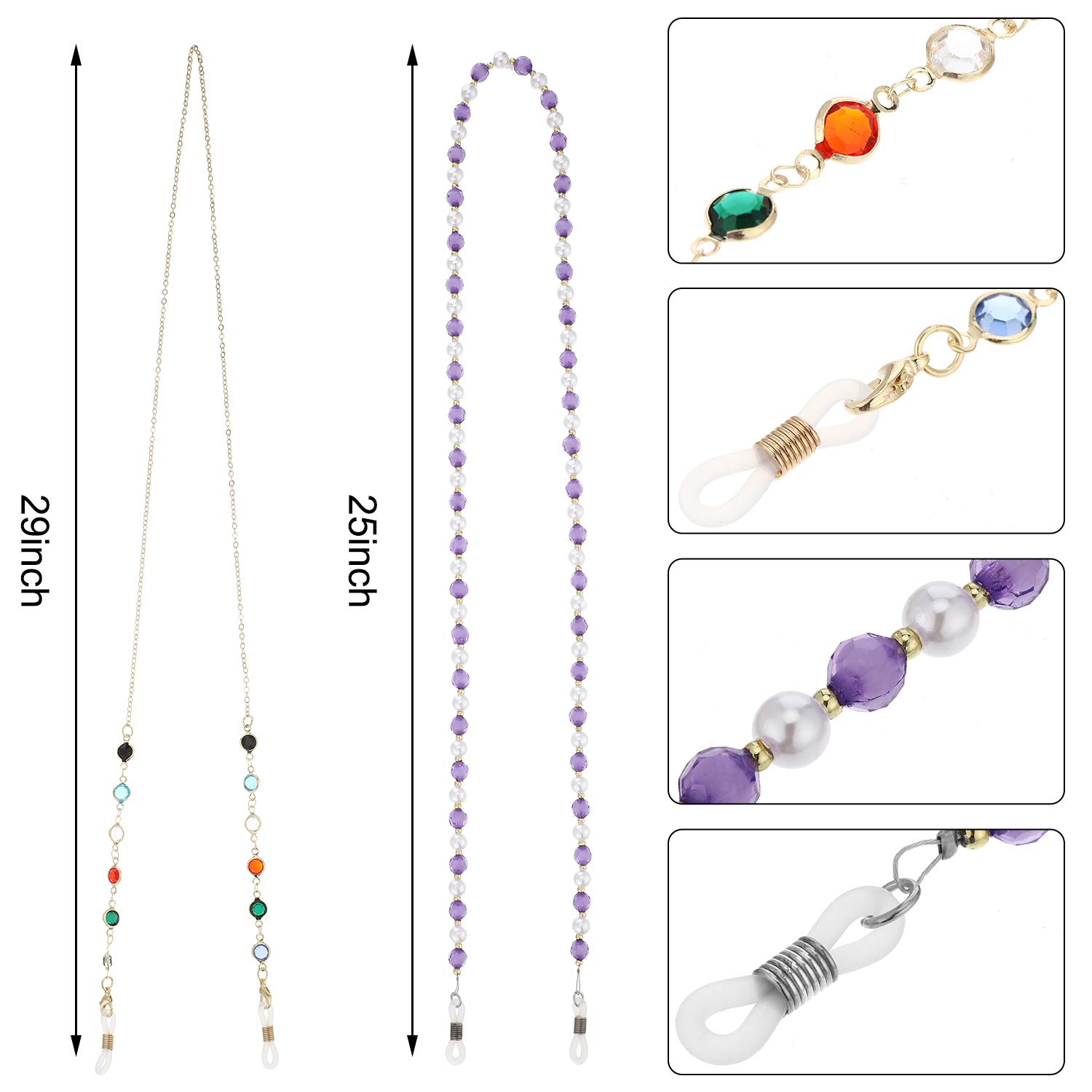 Foto 4 pulgar | Cadenas Para Gafas De Sol Frienda Beaded, Soporte Para Gafas De Sol X8 - Venta Internacional.