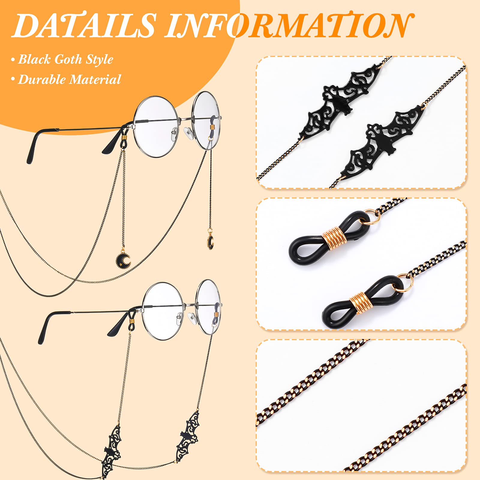 Foto 4 pulgar | Cadena de Gafas Flutesan Estilo Gótico 6 Piezas - Venta Internacional