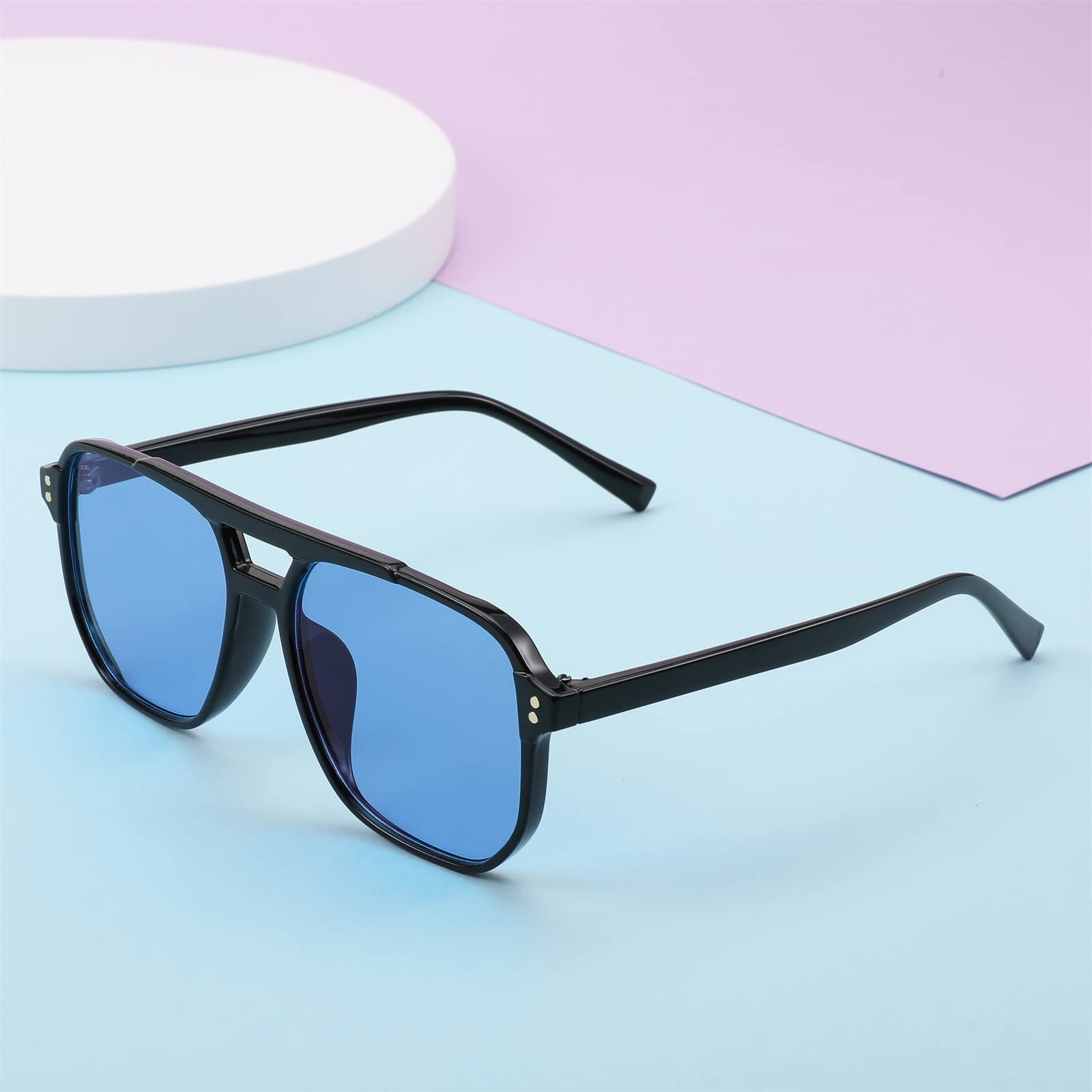 Foto 4 pulgar | Gafas De Sol Feisedy Retro Square Aviator 70s Uv400 B2835 - Venta Internacional.