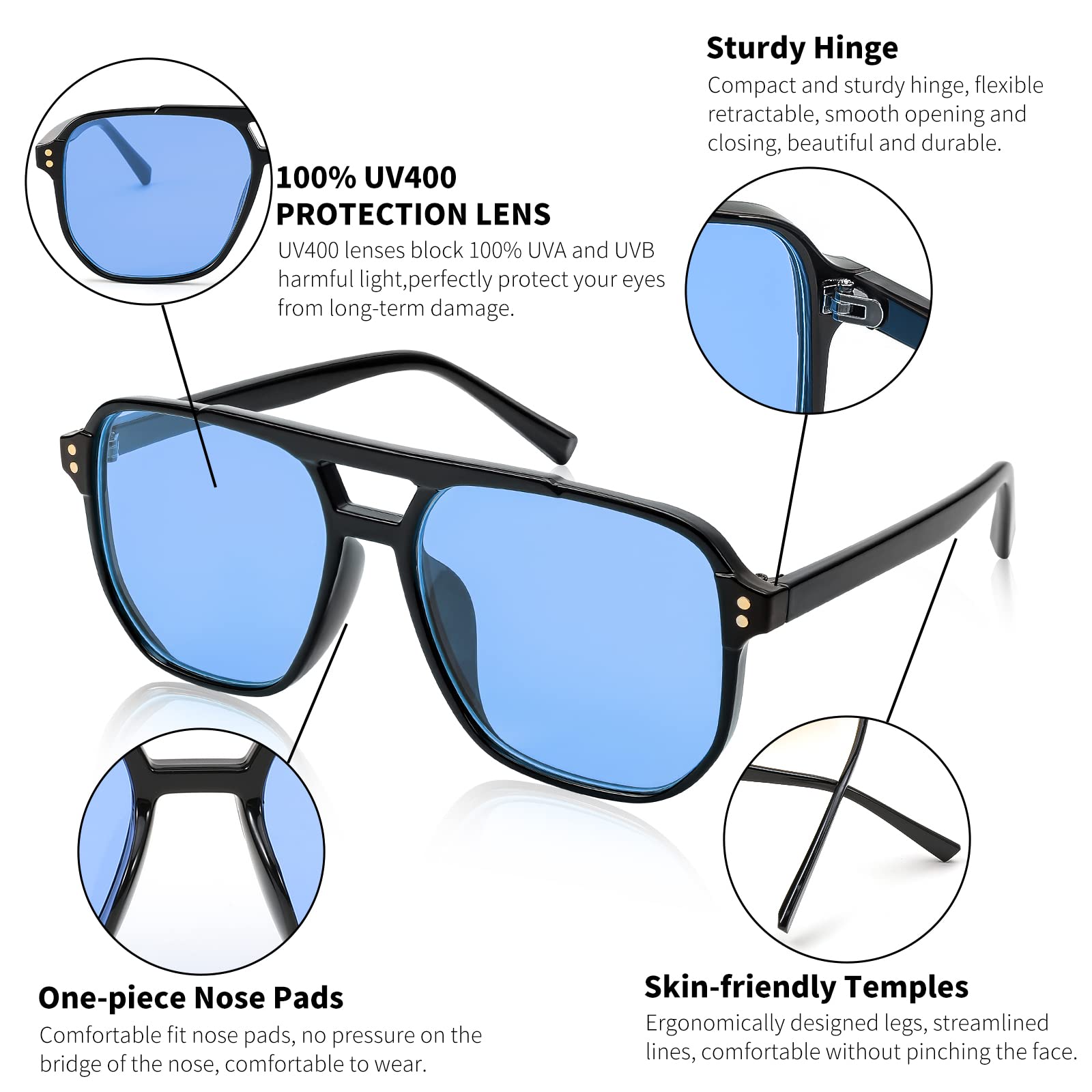 Foto 6 pulgar | Gafas De Sol Feisedy Retro Square Aviator 70s Uv400 B2835 - Venta Internacional.