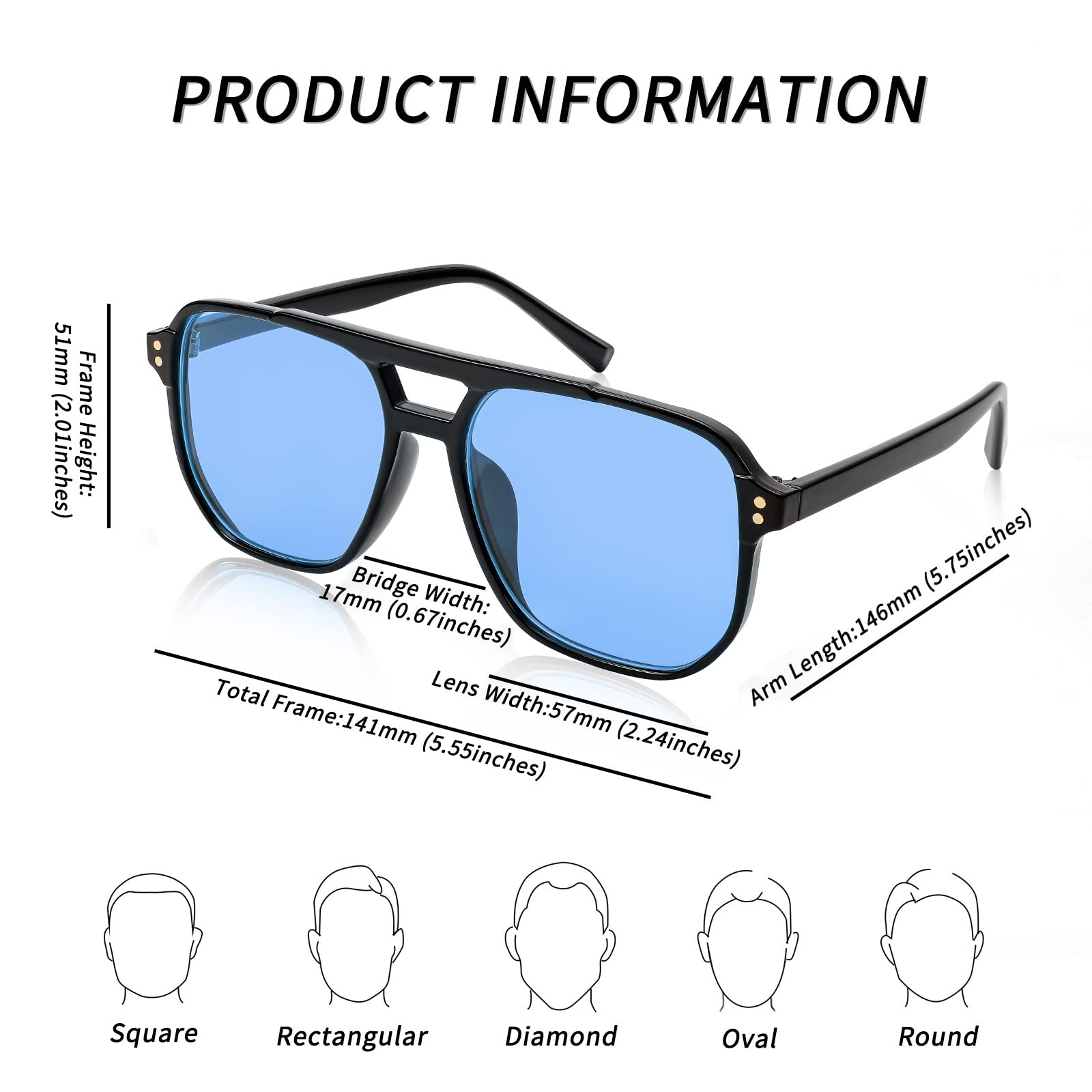 Foto 7 pulgar | Gafas De Sol Feisedy Retro Square Aviator 70s Uv400 B2835 - Venta Internacional.